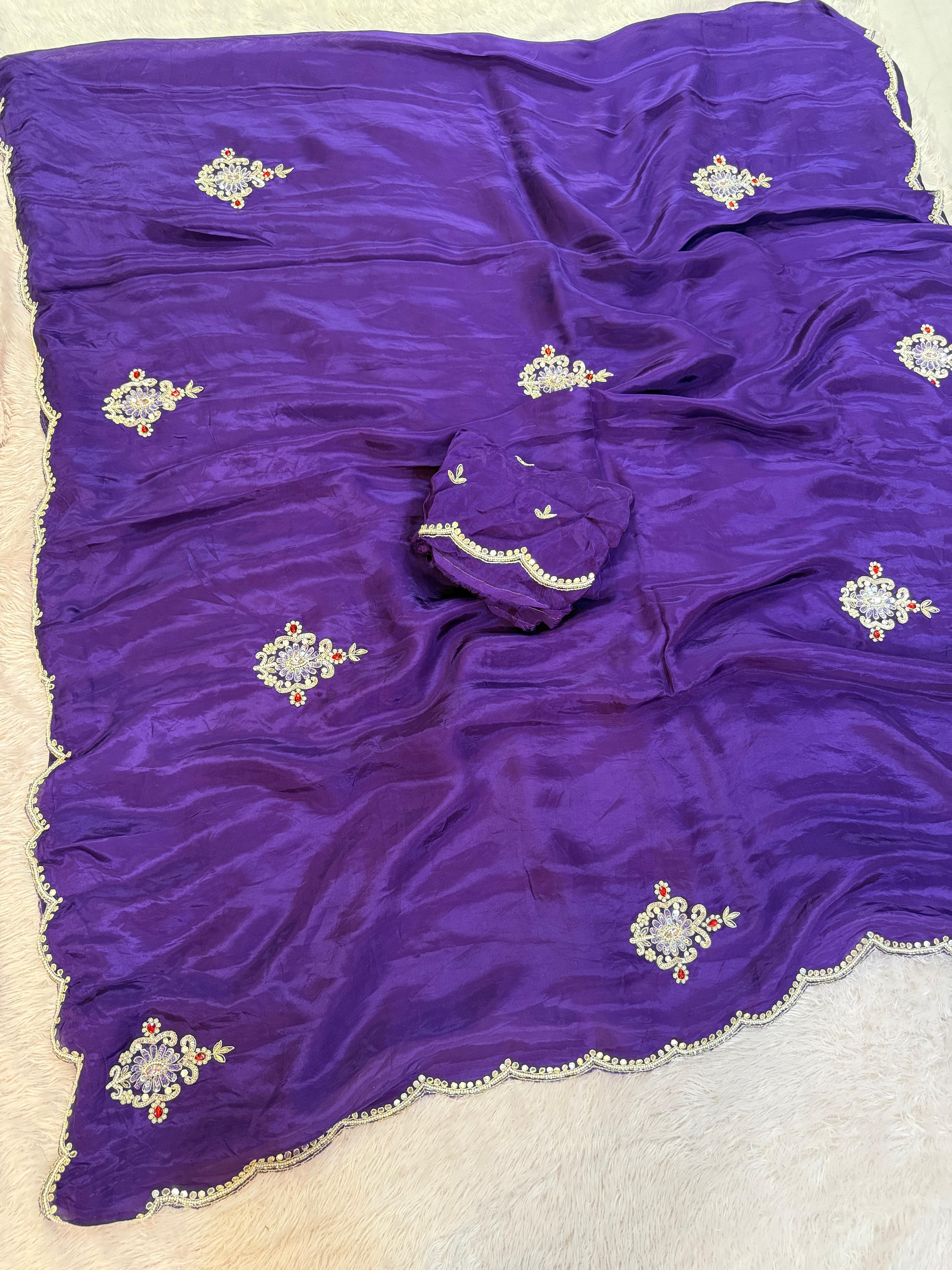 Designer Pure H O Silk Saree With Handwork