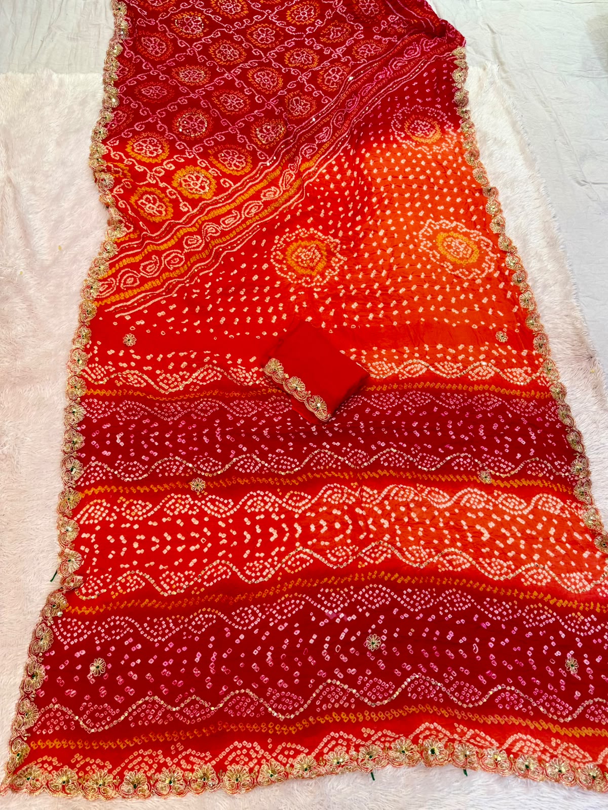 Beautiful Pure Ojariya Saree With Handwork