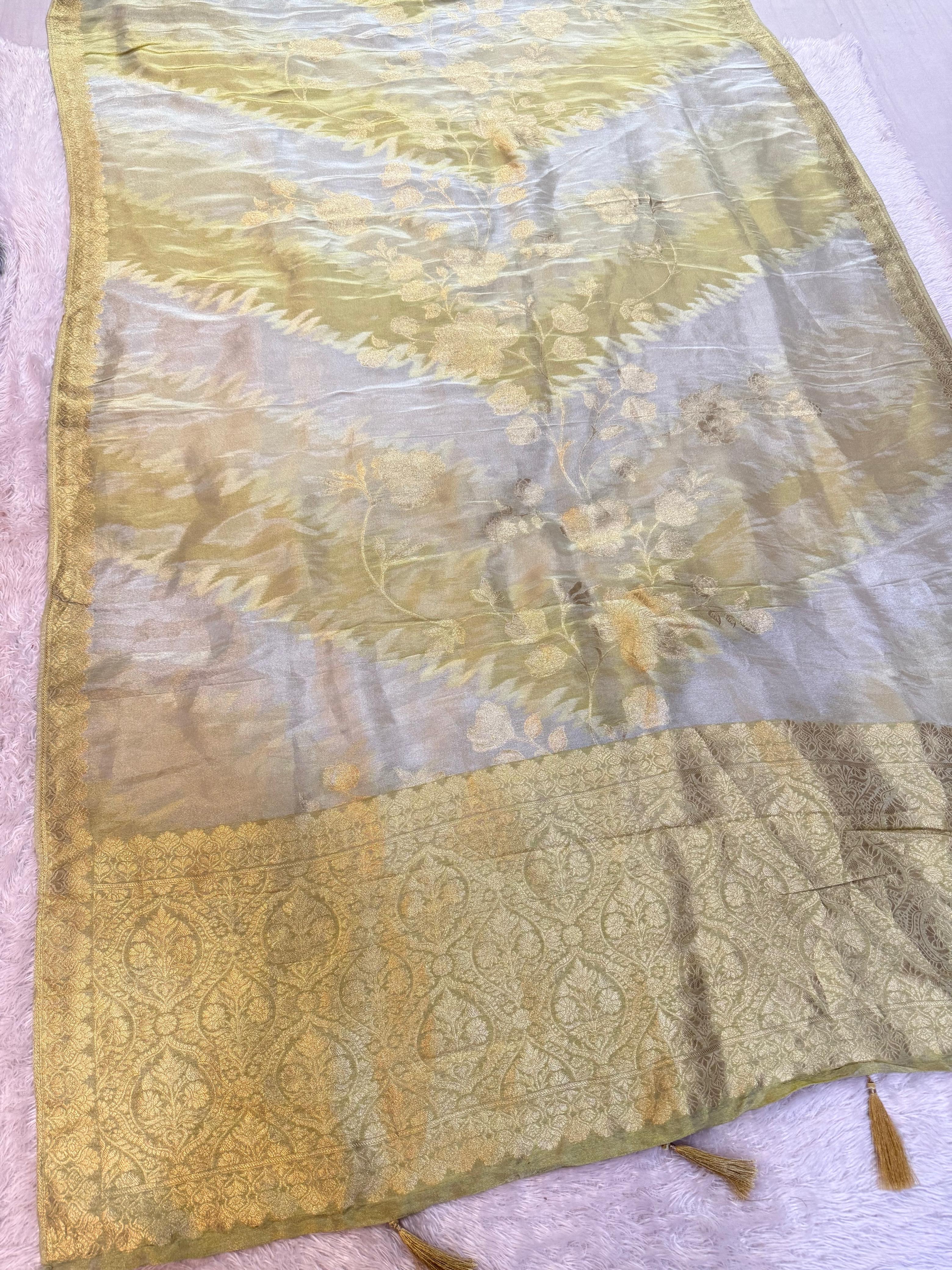 Designer H.O X Tissue Saree With Weaving Work