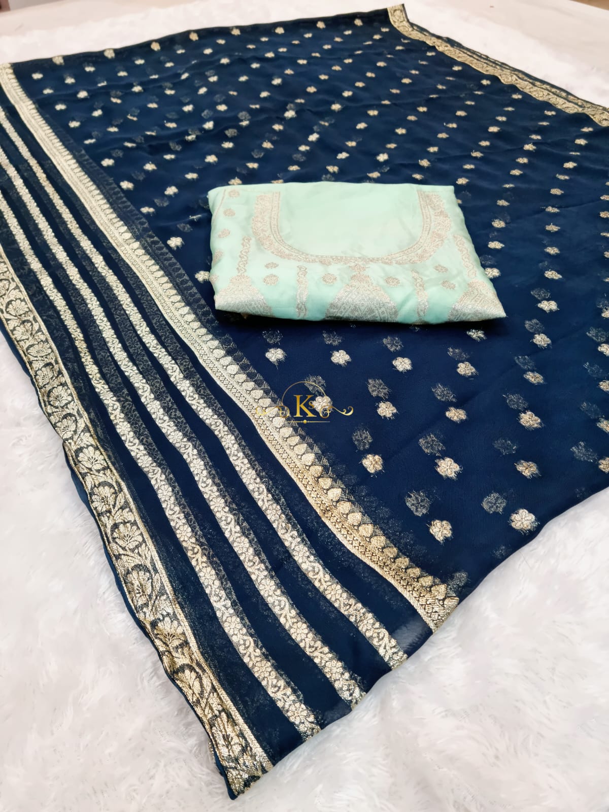 Trending Viscose Georgette Saree With Mx Jari