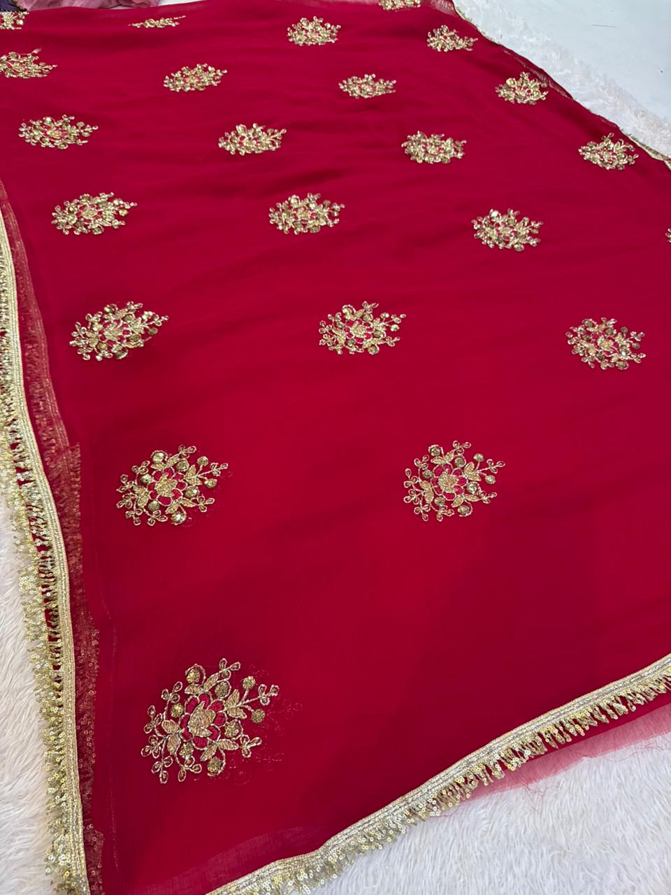 Beautiful Wari Chiffon Saree With Handwork