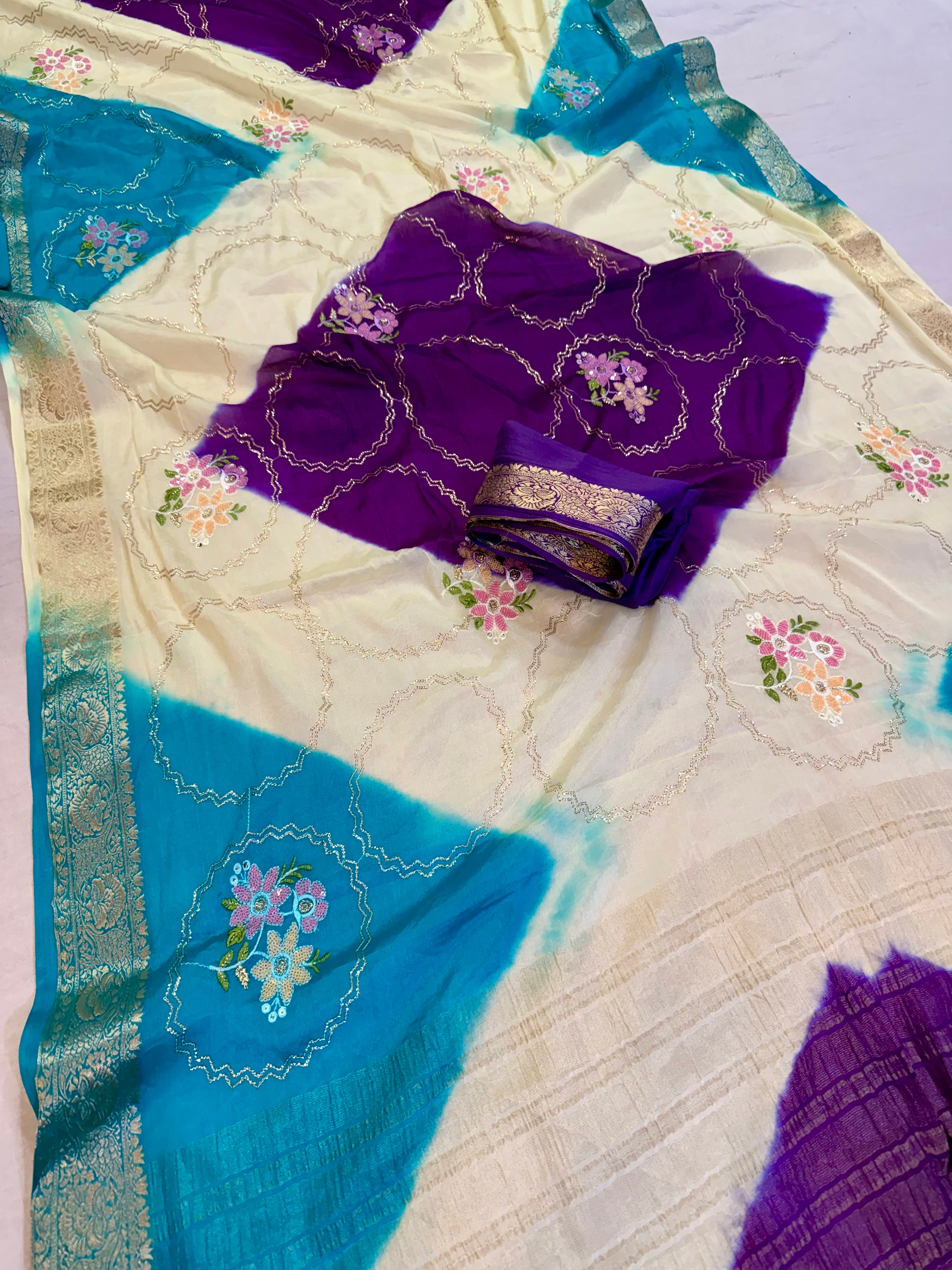 Masoom Special Multi Dye Saree With Sequence Work