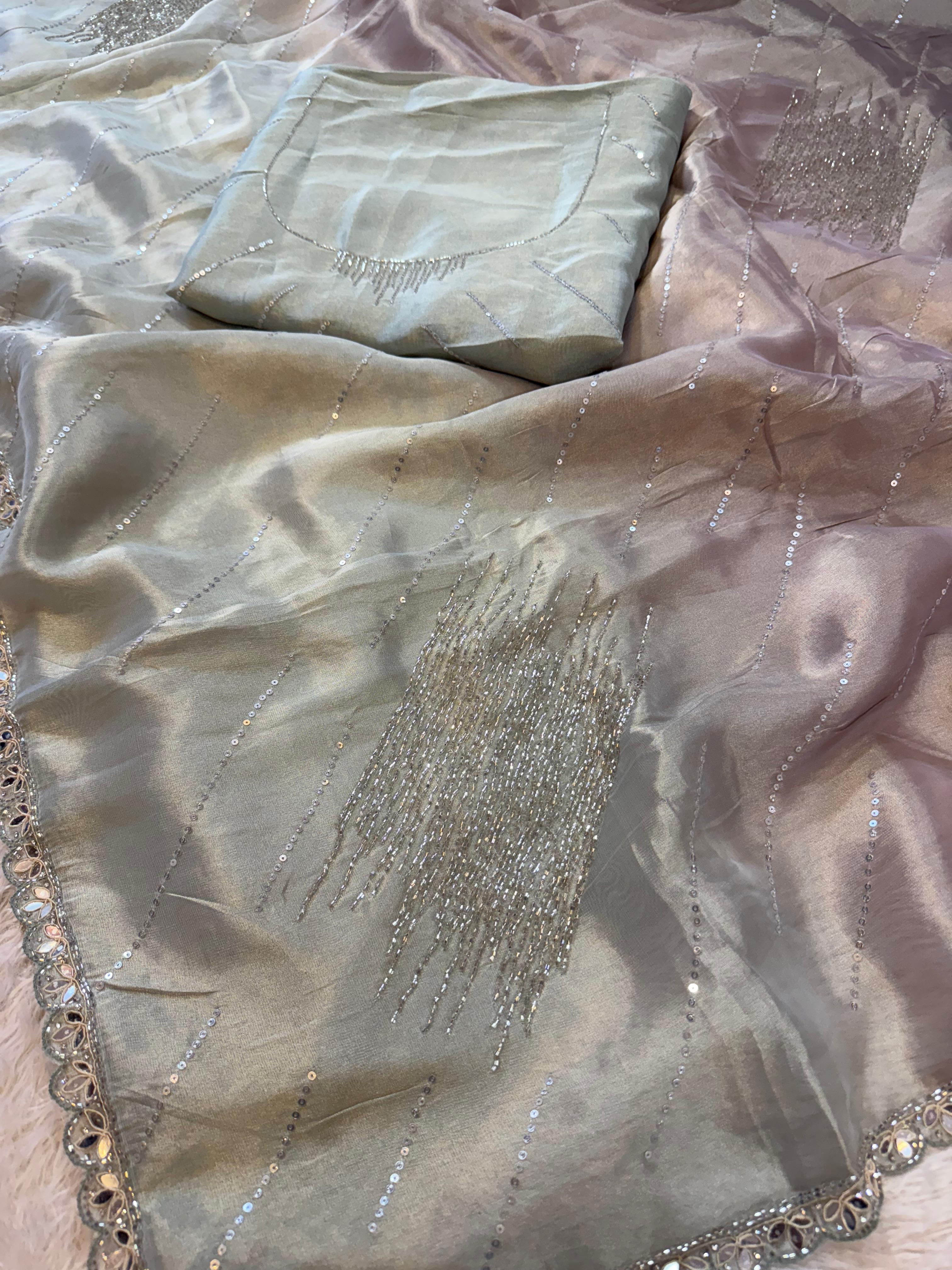 luxury Designer Tissue Saree With Premium Handwork