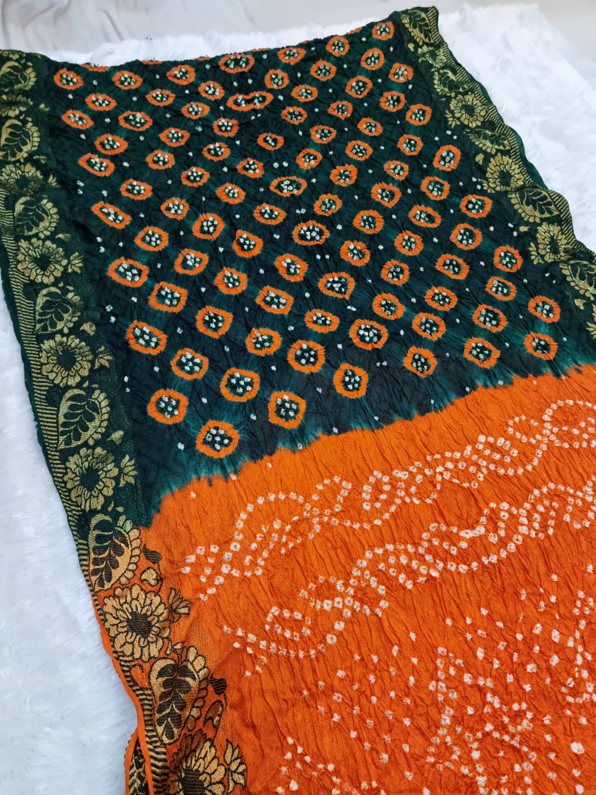 Fancy Tapeta Braso Fabric With Hand Bandhej X Hand Dye
