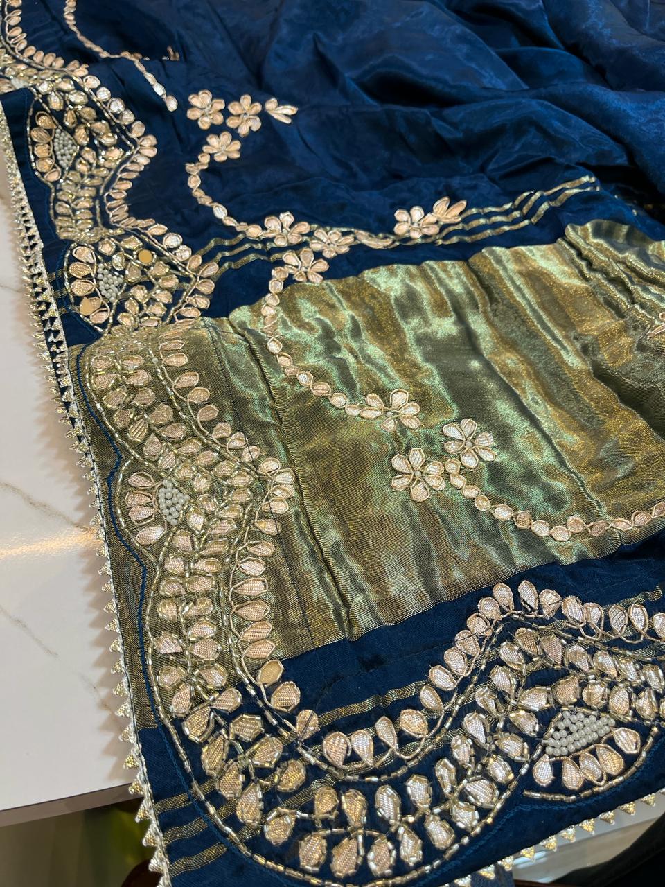 Pure Gaji Silk Saree With Premium Handwork