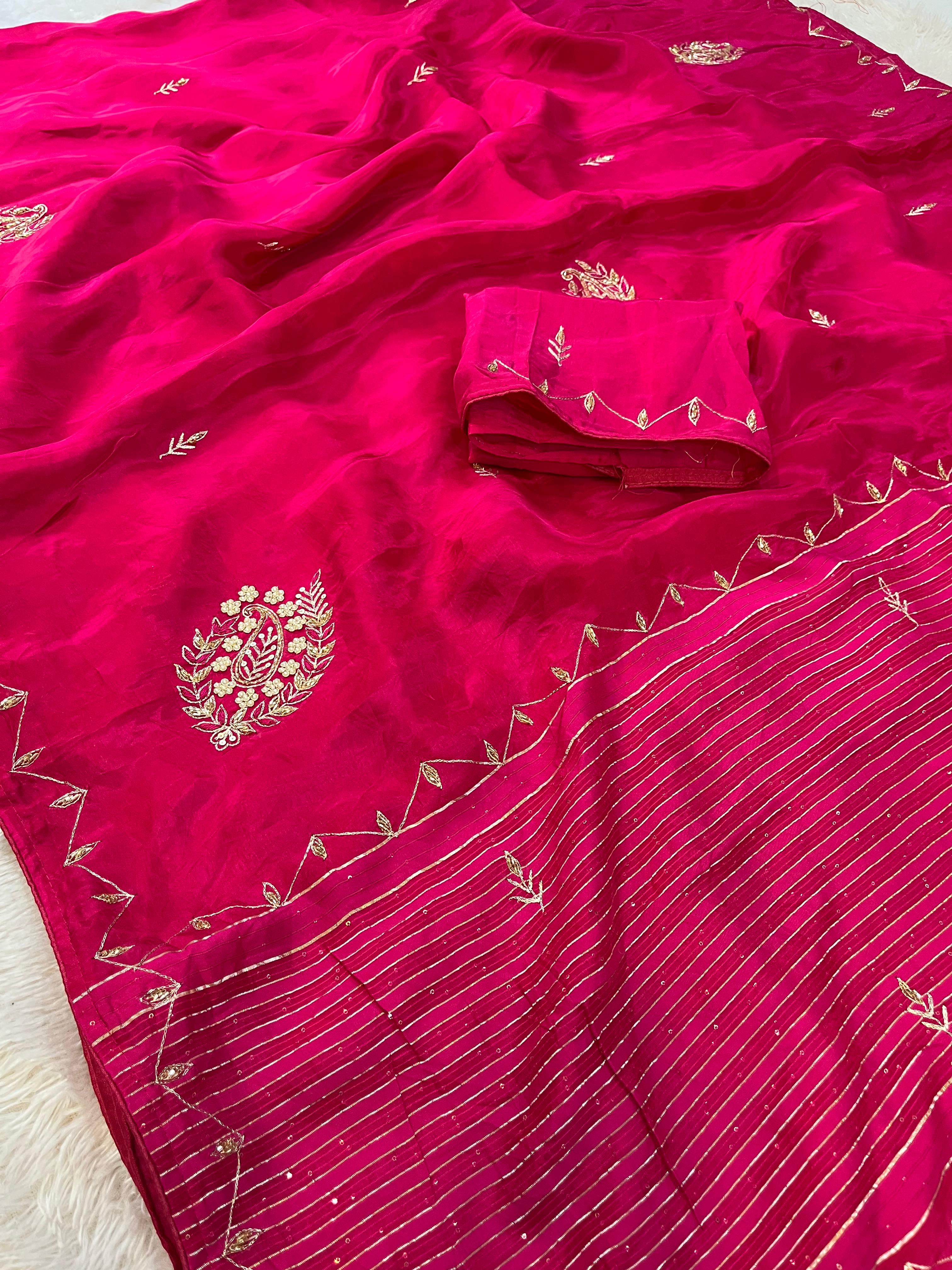 Beautiful Pure H O Silk Saree With Handwork