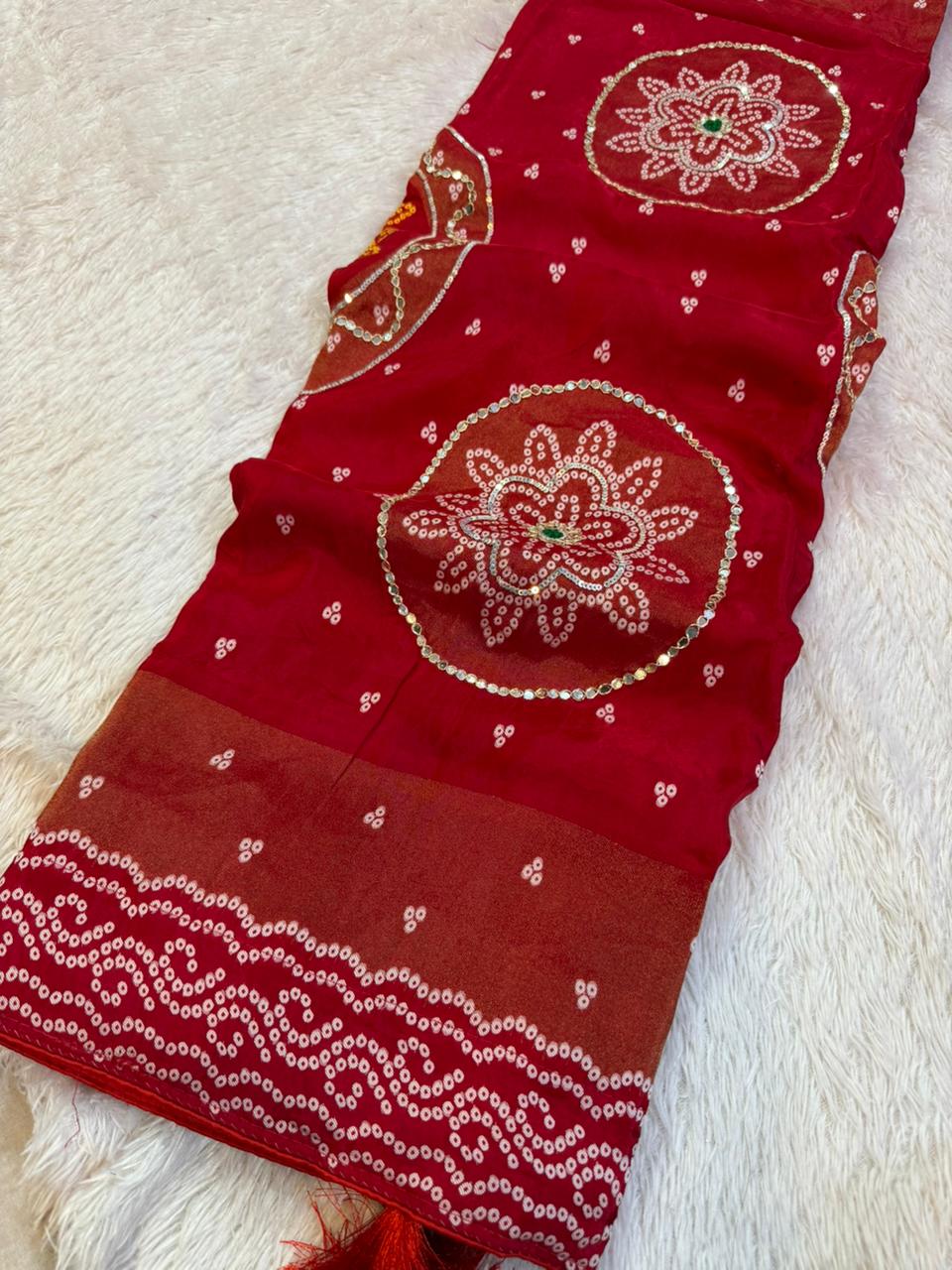 Beautiful H O Silk X Tissue Febric  Saree With Handwork