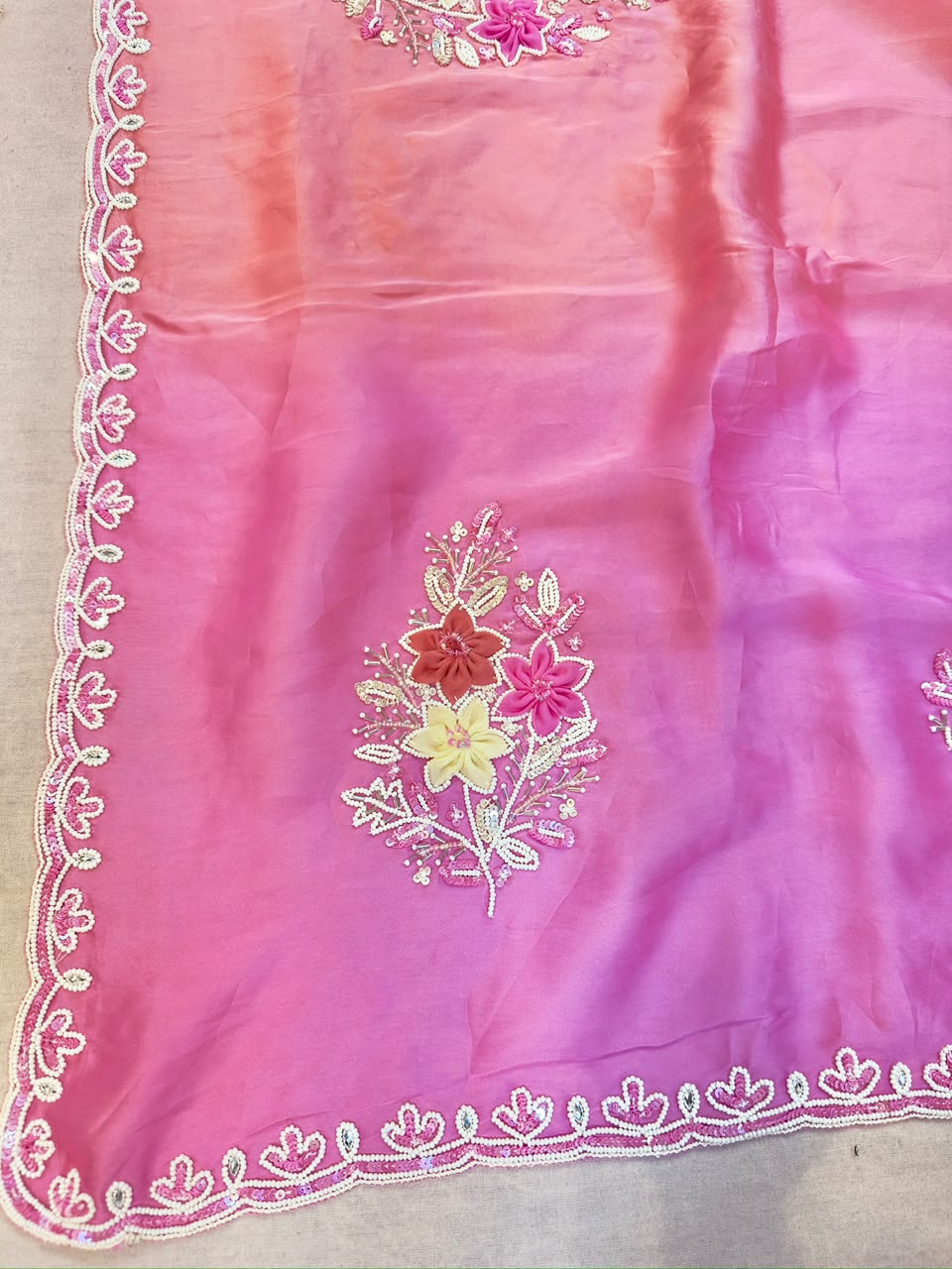 Beautiful Pure H.O Silk Saree With Handwork