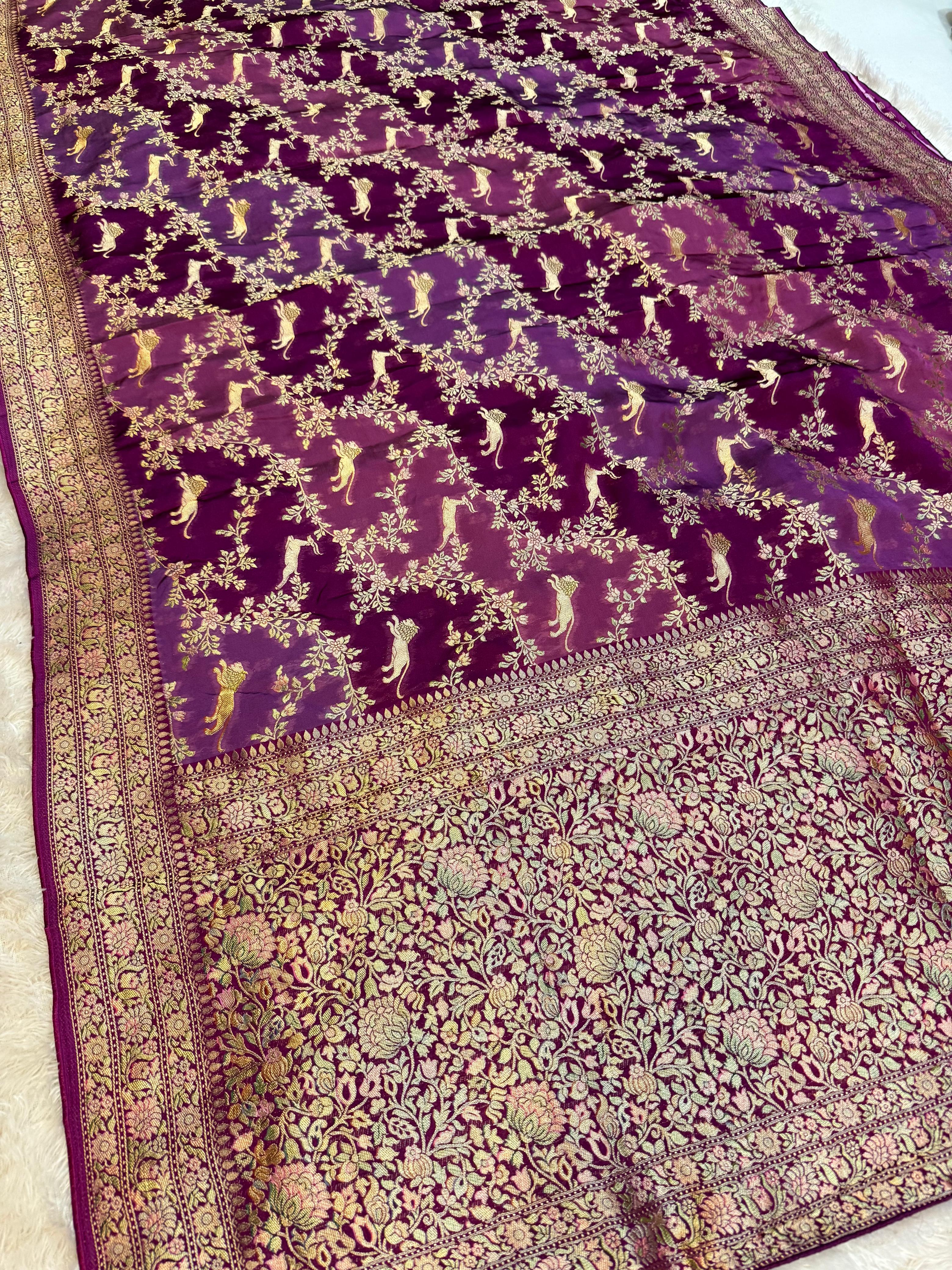 Beautiful H O Silk Saree With Weaving Work
