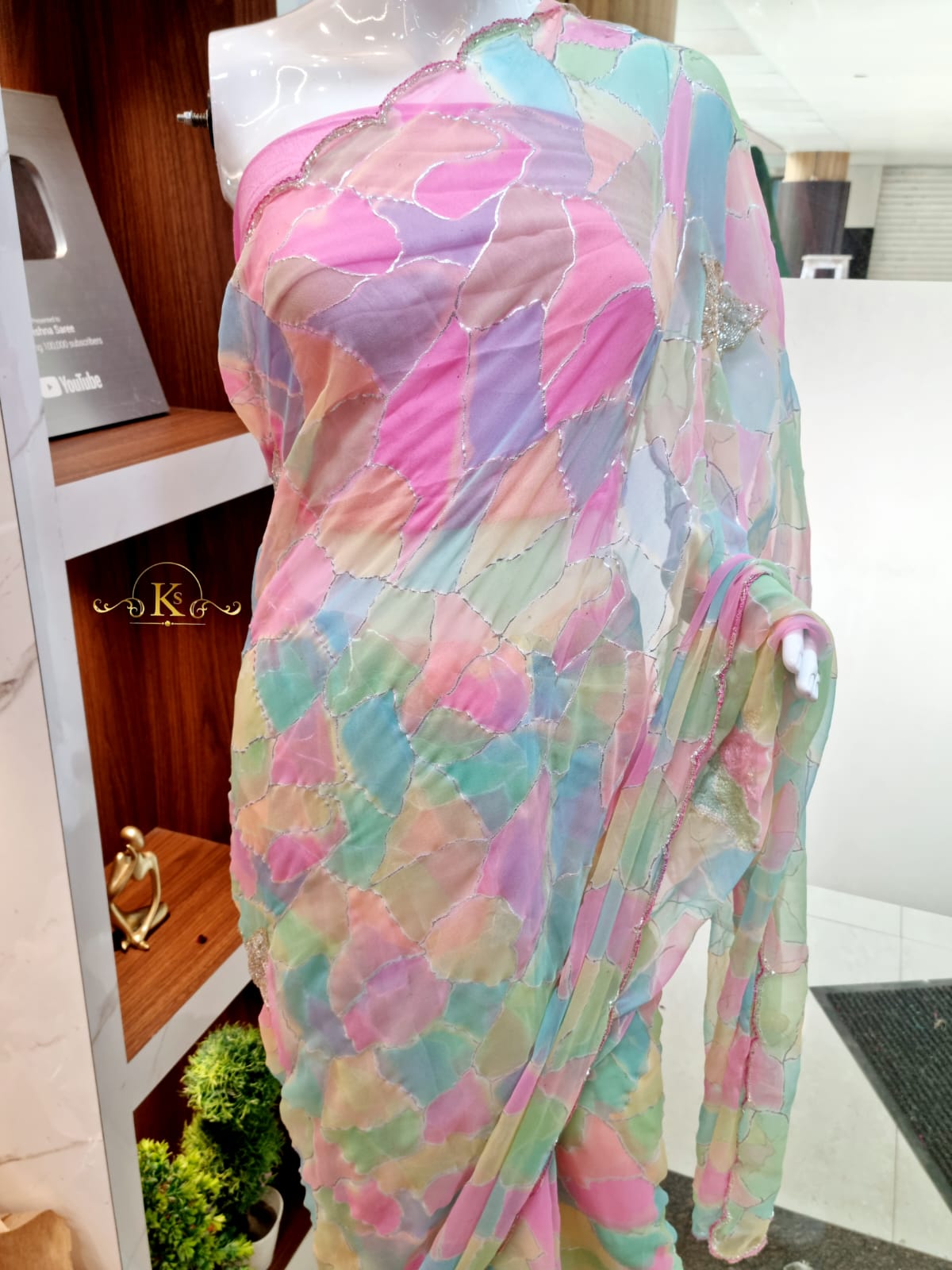 New Rainbow Saree Design with Butterfly Butta on Georgette 30Gram Fabric