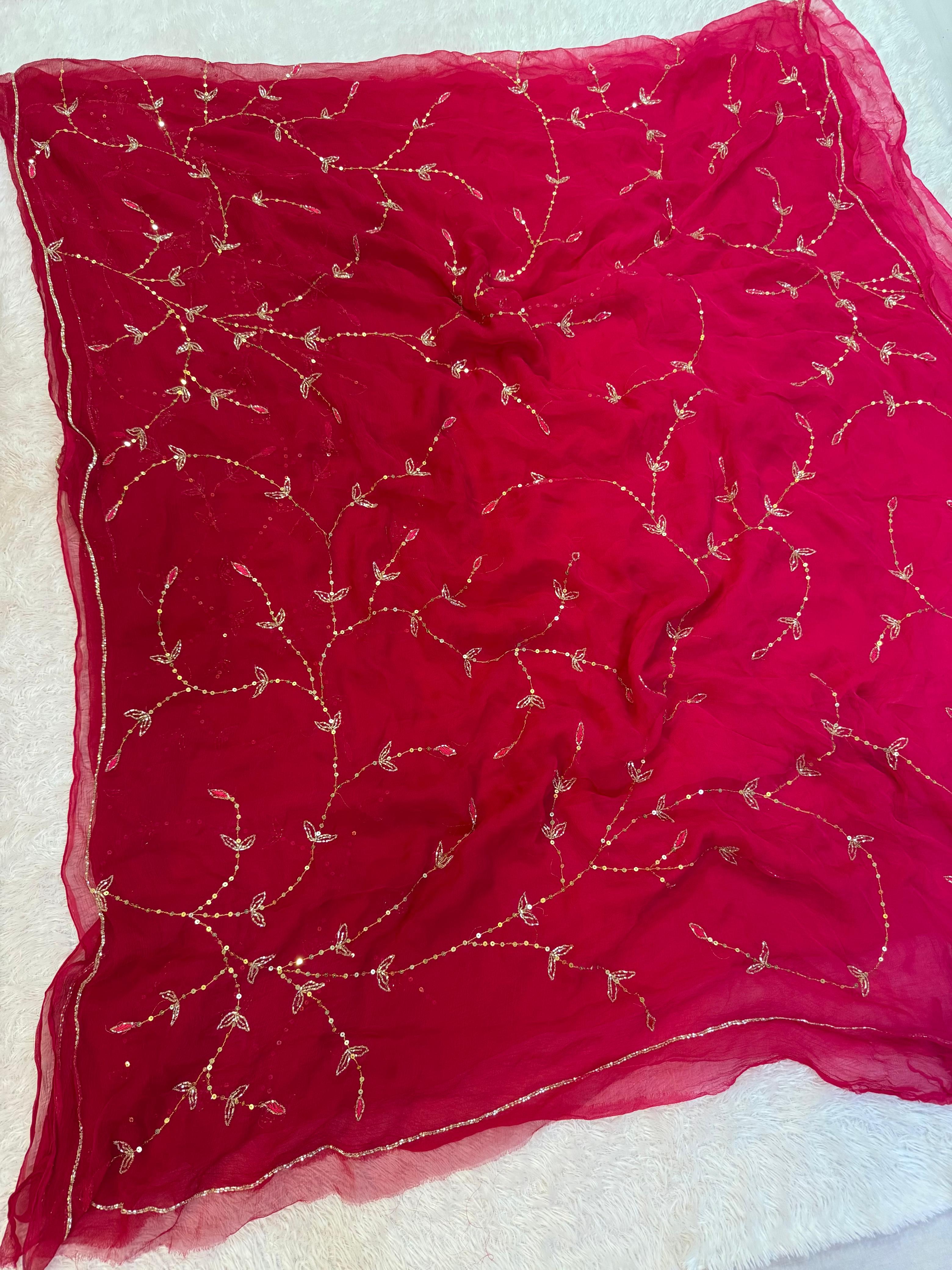 Pure Chiffon Jaal Work Saree – Designer Collection