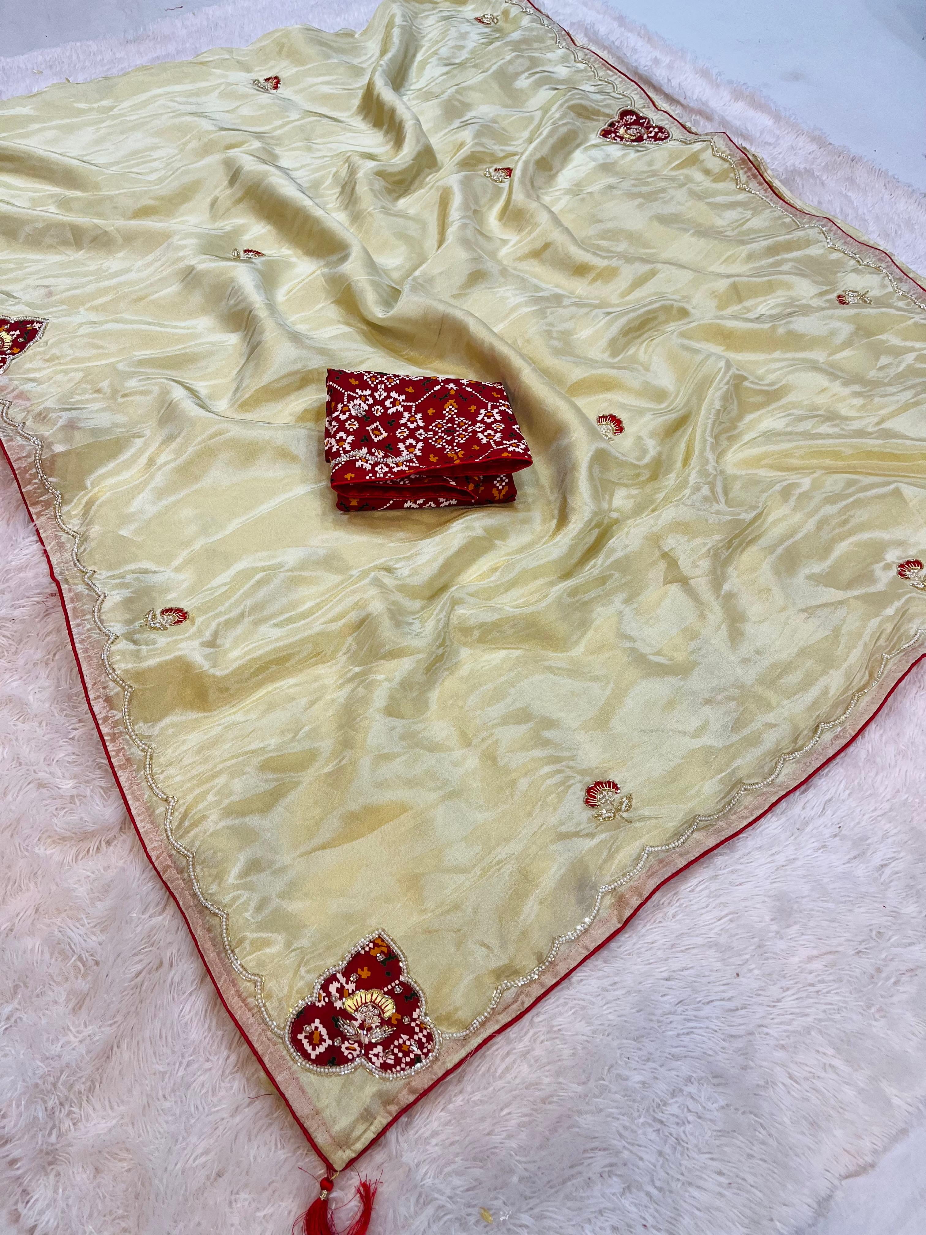 Beautiful Cosmos Saree With Handwork