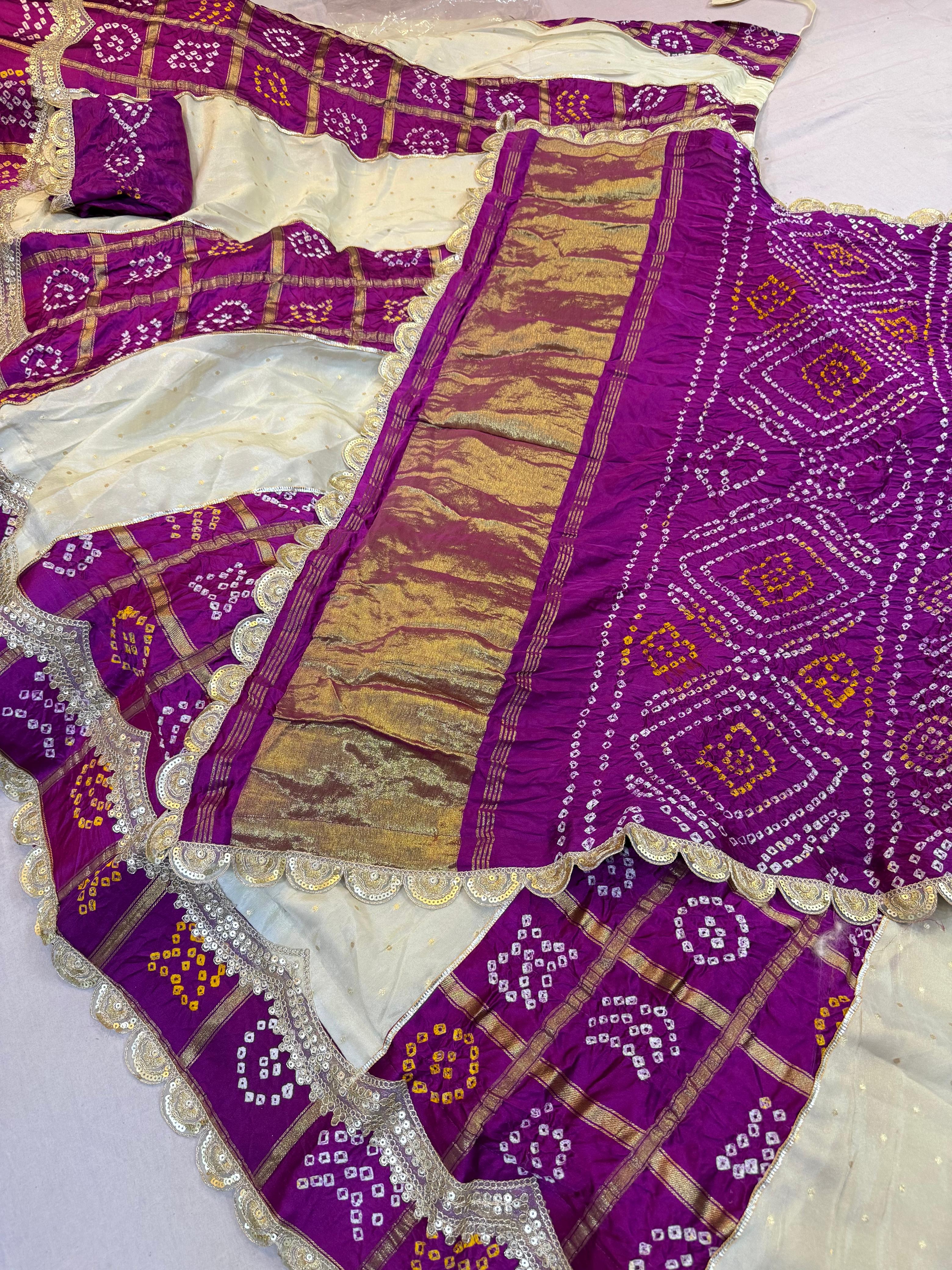 Beautiful Cosmos Febric Lehenga With Handwrok X Ghatchola Bandhani Dupatta