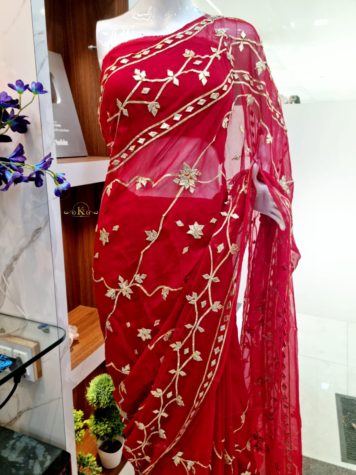 New Pure Chiffon Saree With Gotta Patii Work