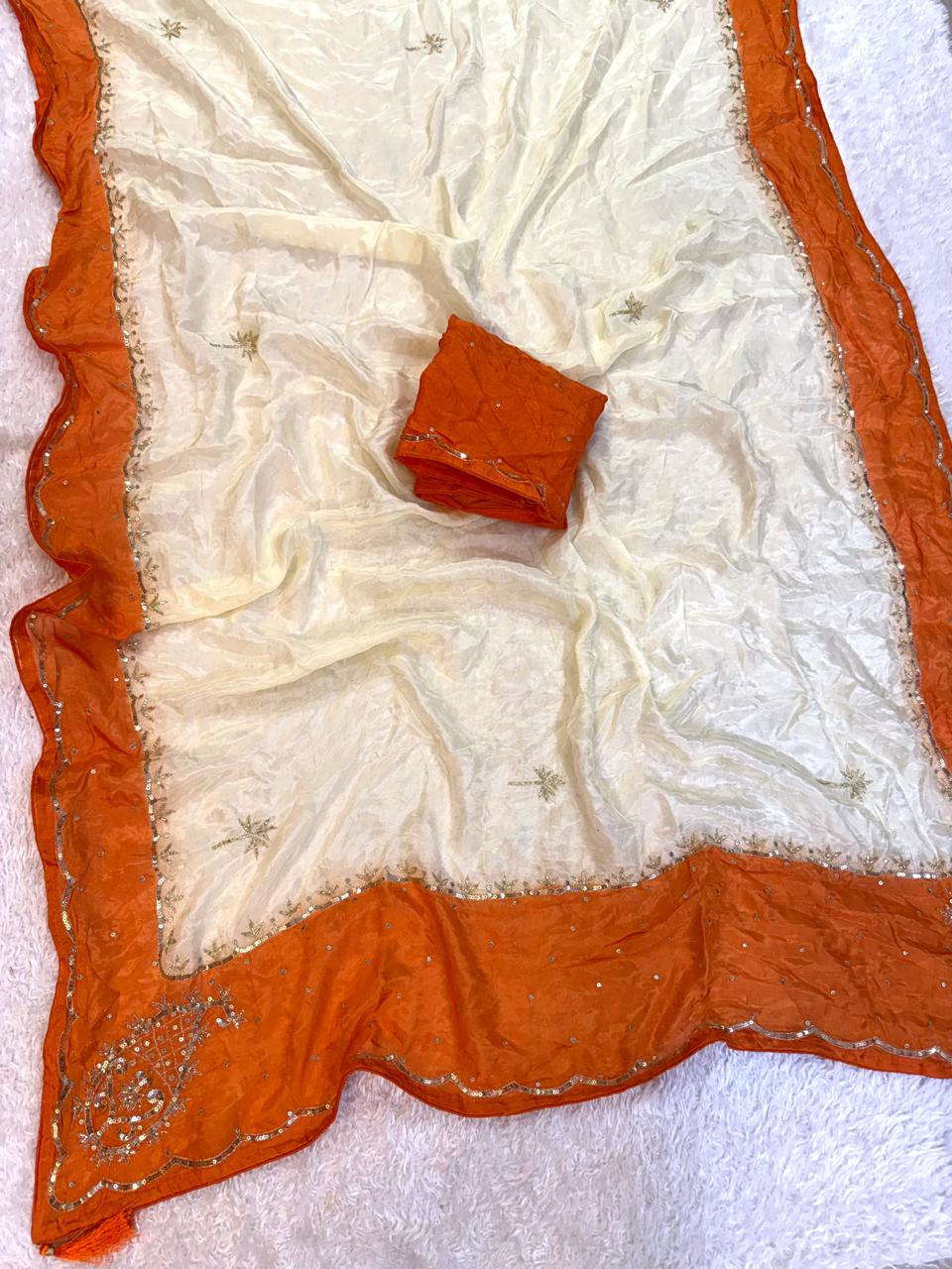 Beautiful H.O Silk Saree With Handwork
