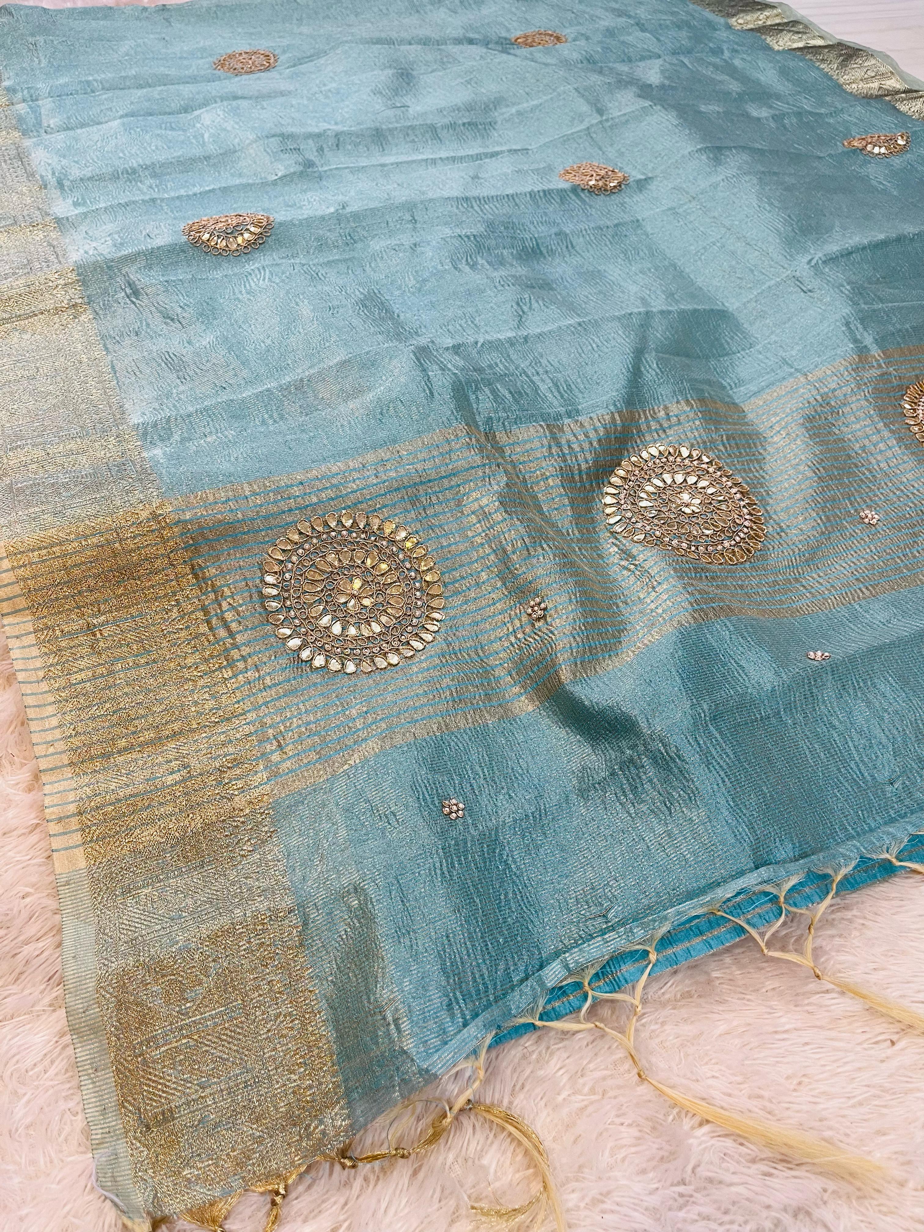 Designer Tissue Saree With Handwork