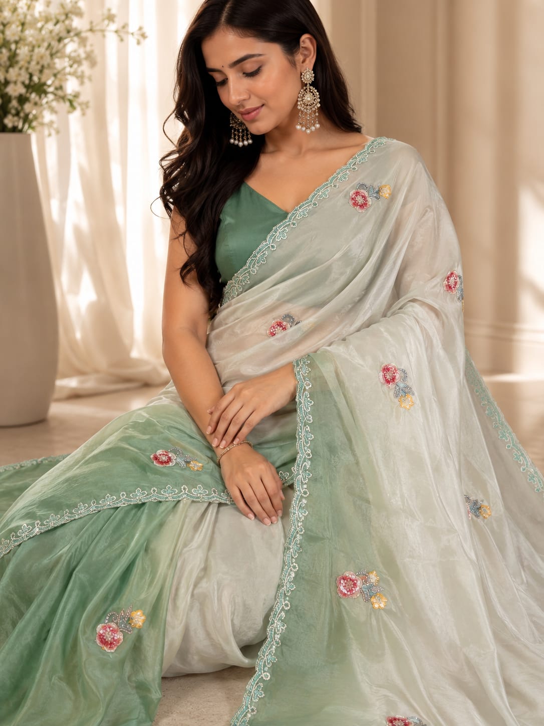 Beautiful Pure H.O Silk Saree With Handwork