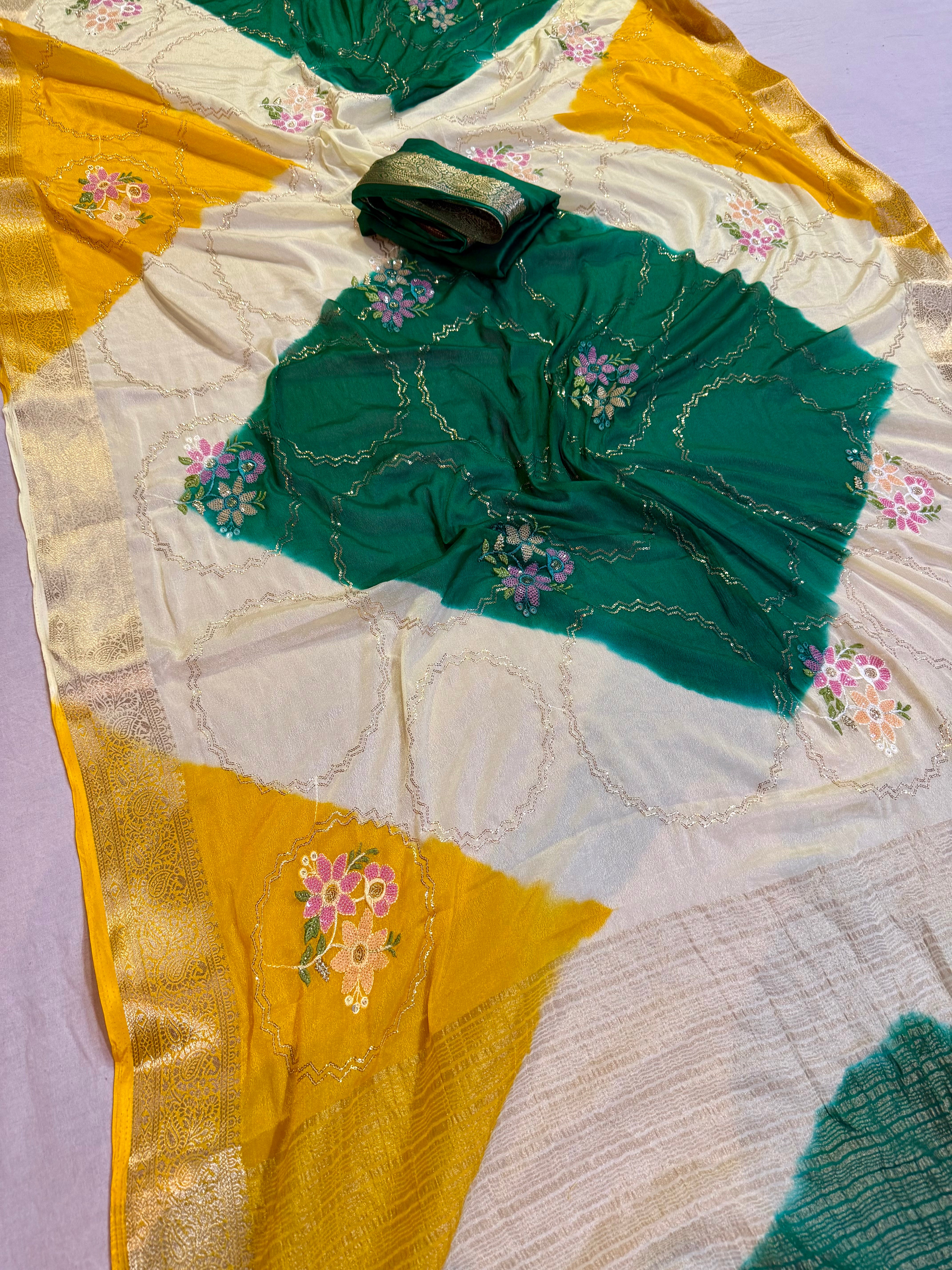 Masoom Special Multi Dye Saree With Sequence Work
