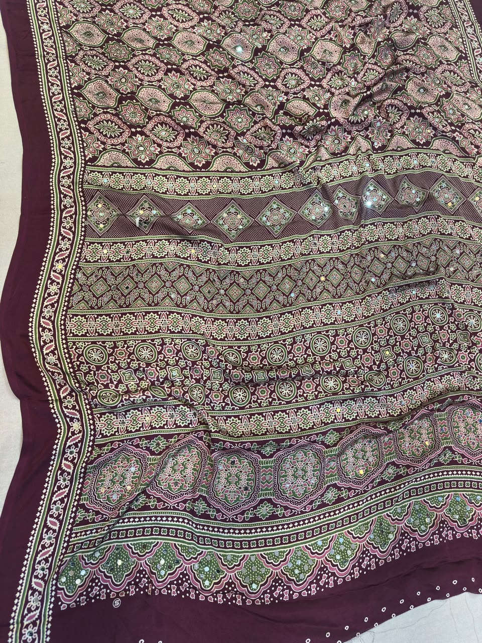 Designer Satin Silk Saree With MIrrorwork