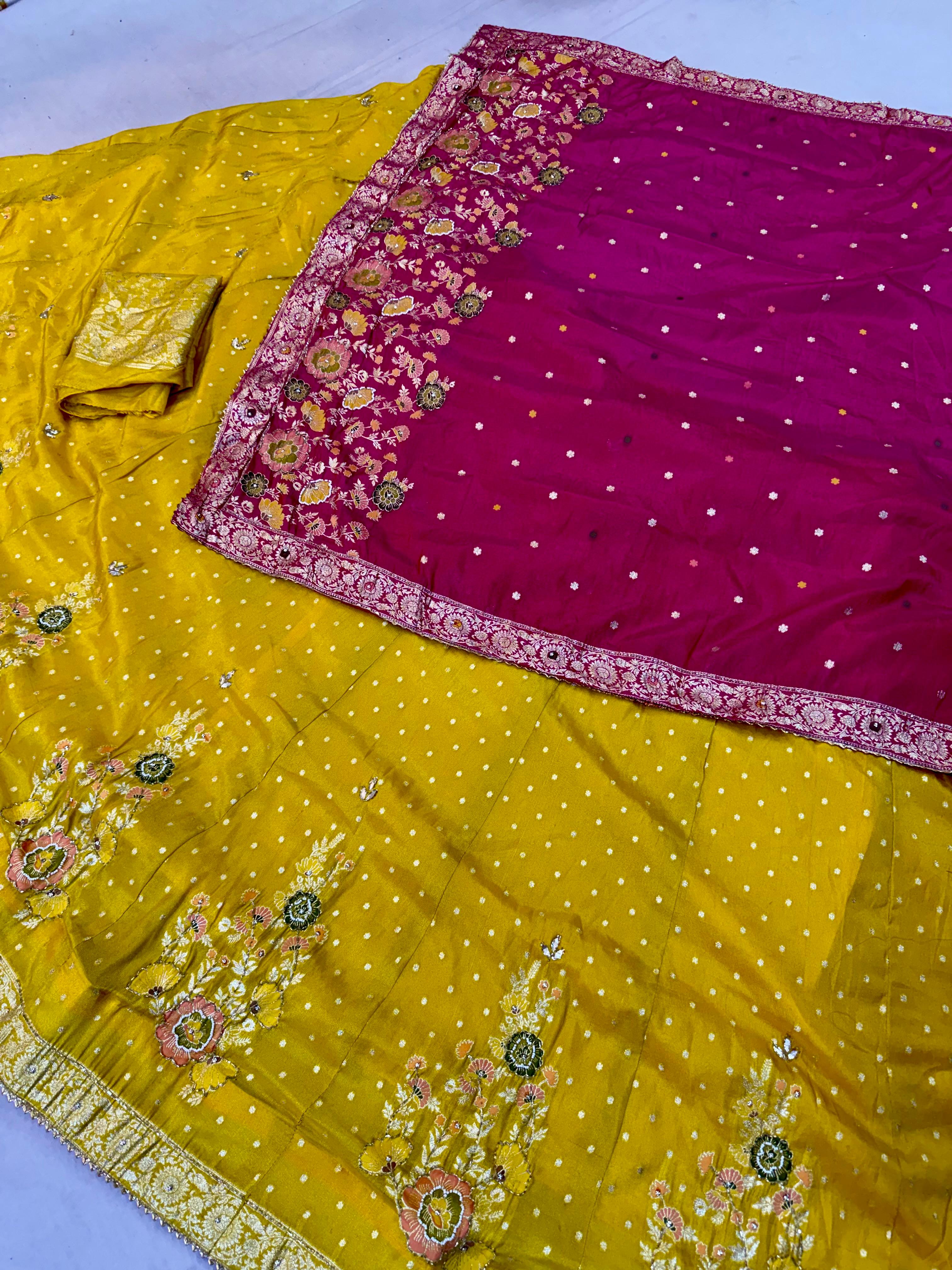 Designer Tissue Lehenga with Floral Embroidery & Zari Work