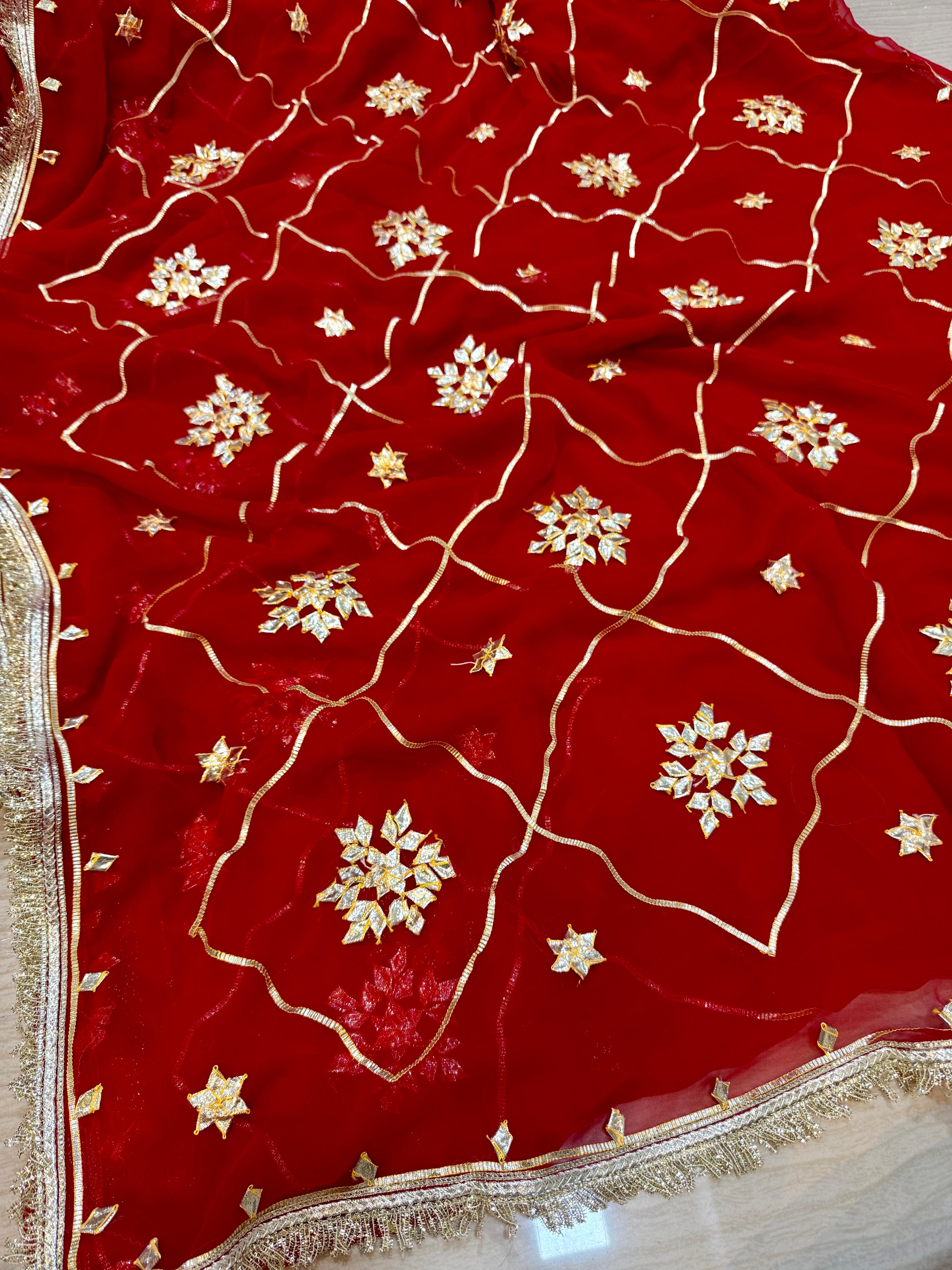 Beautiful Weightless Georgatte Saree With Gottapatti Work