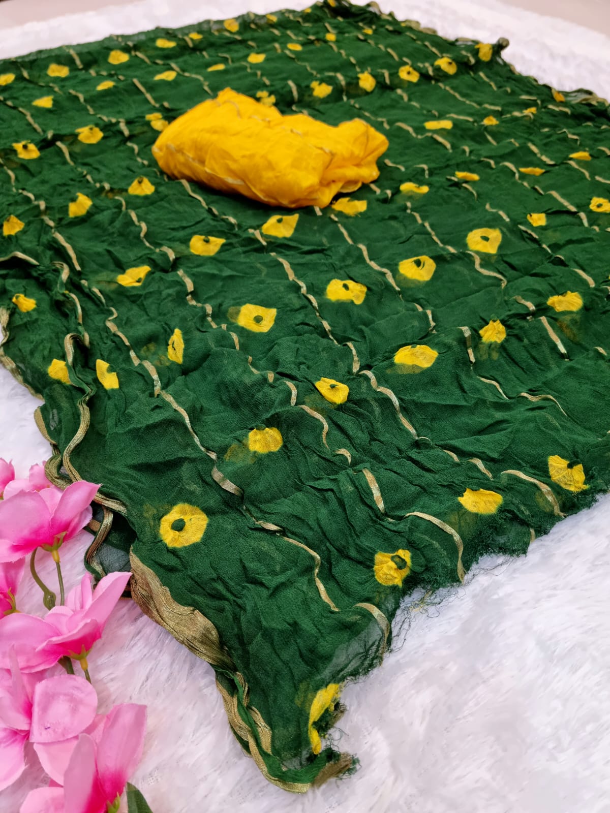 Hand Batik Bandhej Saree On Pure Viscose Fabric