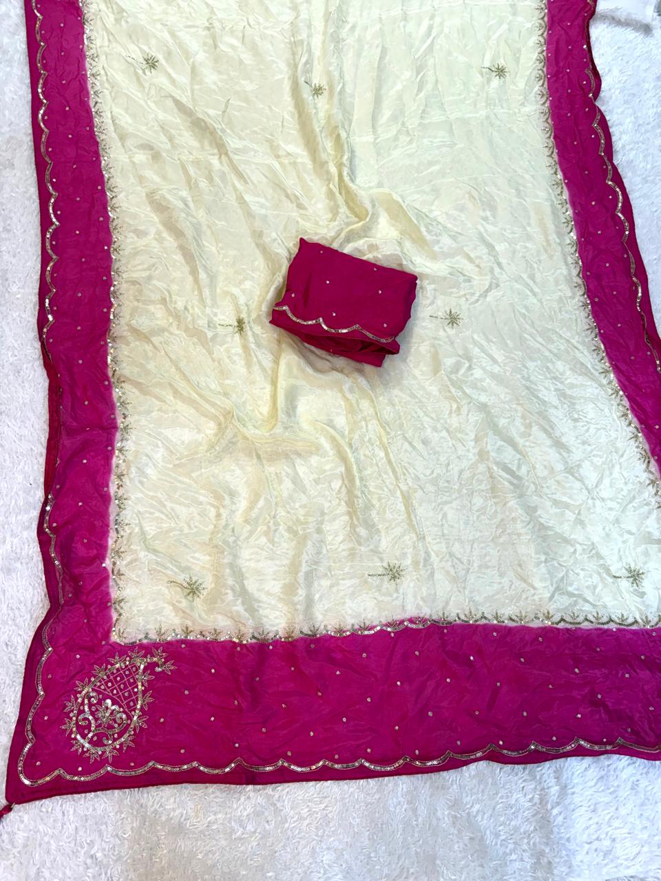 Beautiful H.O Silk Saree With Handwork