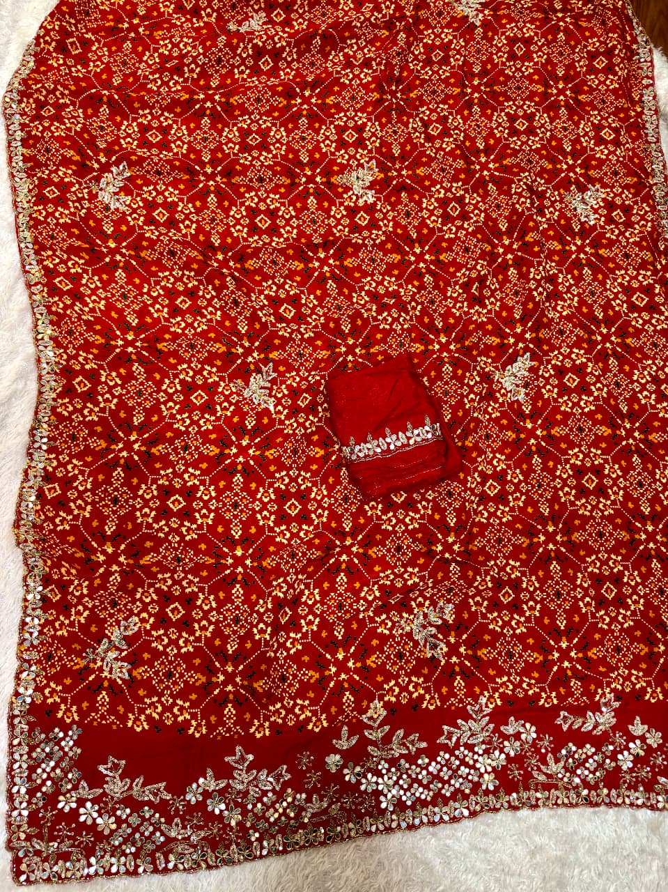 Premium Modal Silk Saree With Patola & Handwork