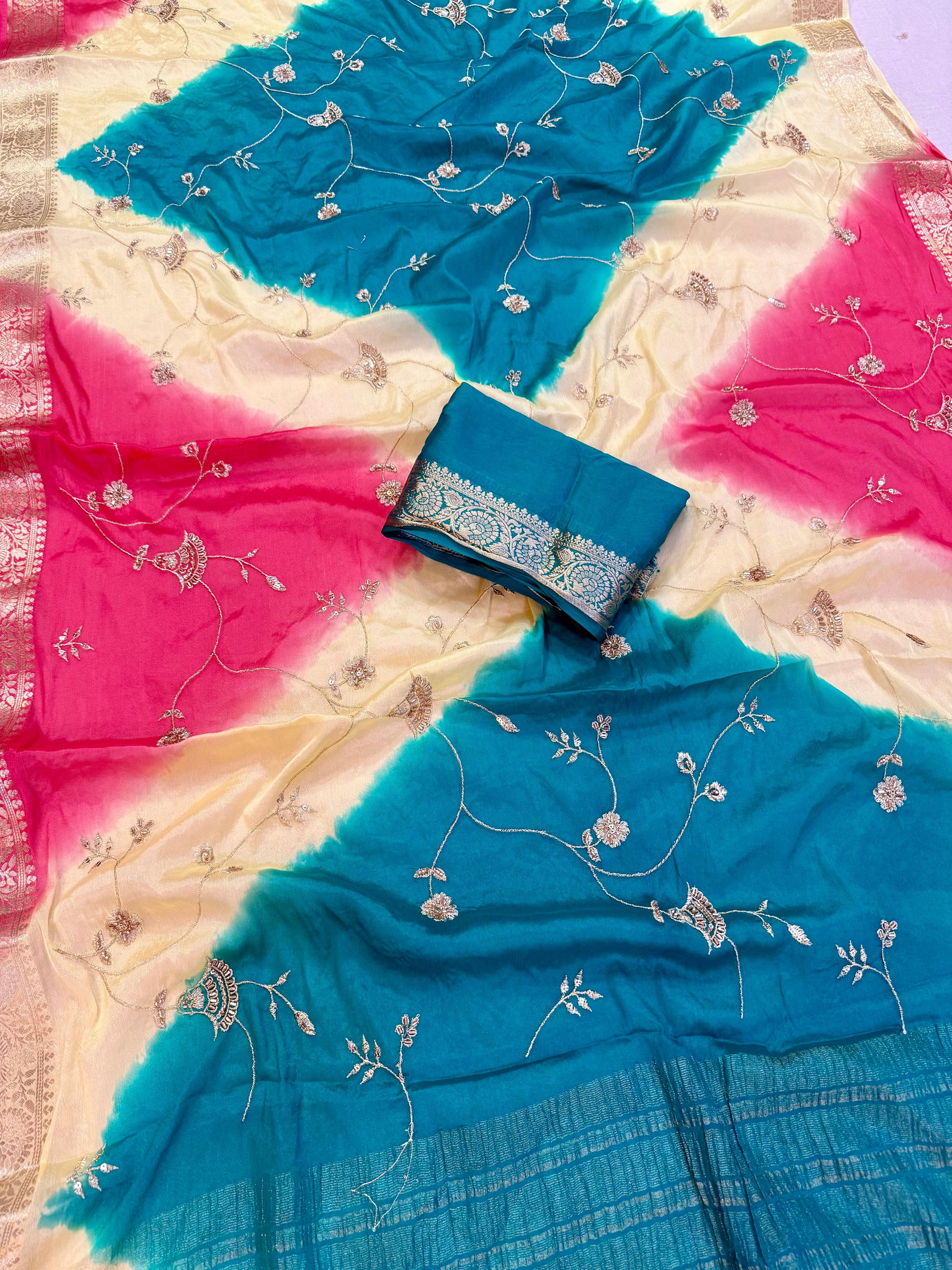 Designer Multi Dye Saree With Sequence Work