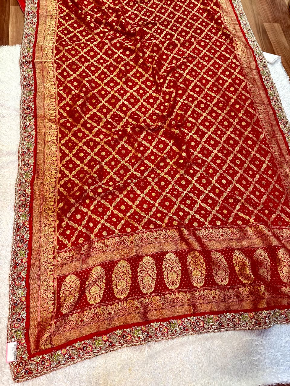 Designer Pure Georgatte Dupatta With Handwork