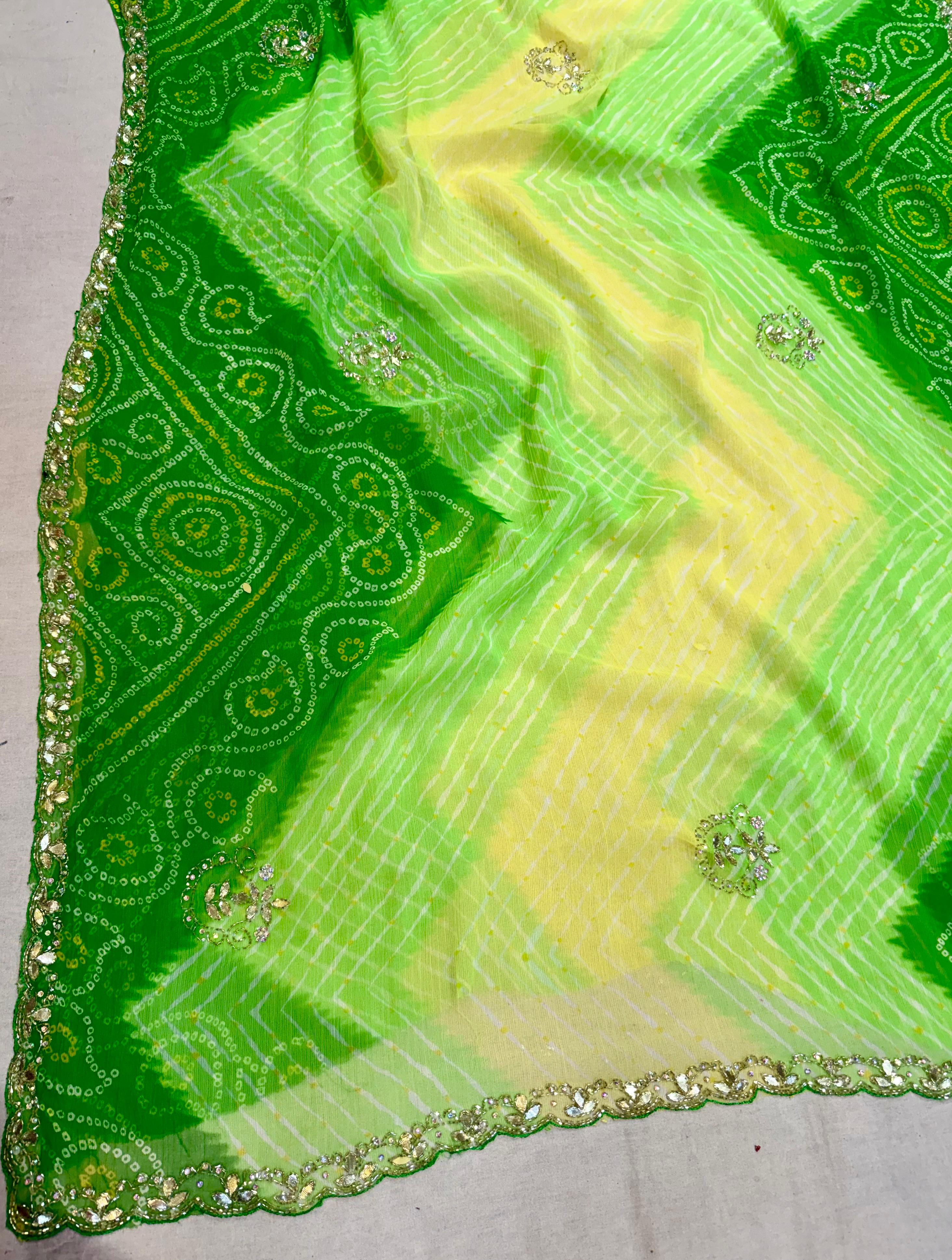 Beautiful Semi Chiffon Saree With Handwork