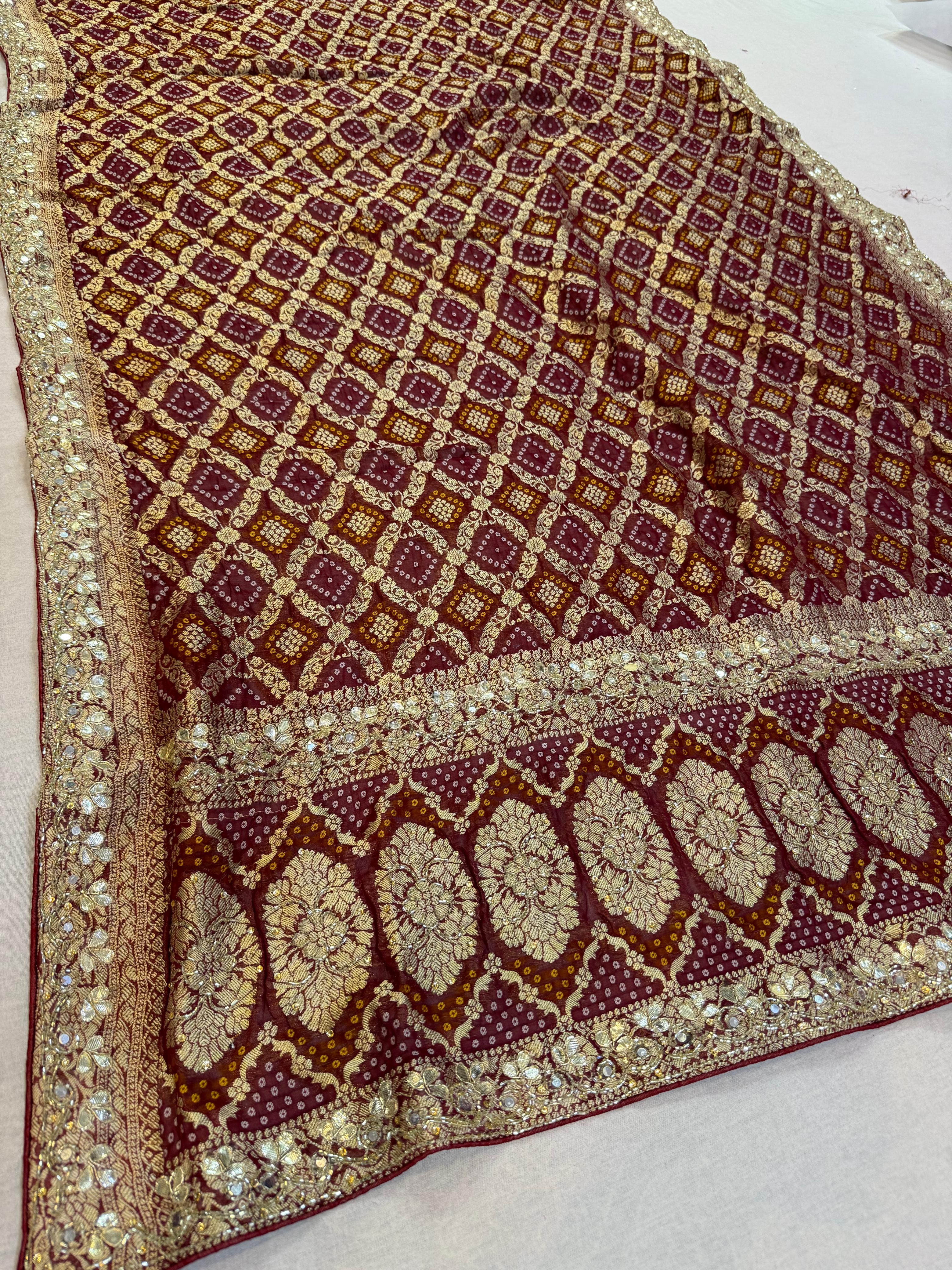Designer Pure Georgatte Dupatta With Handwork