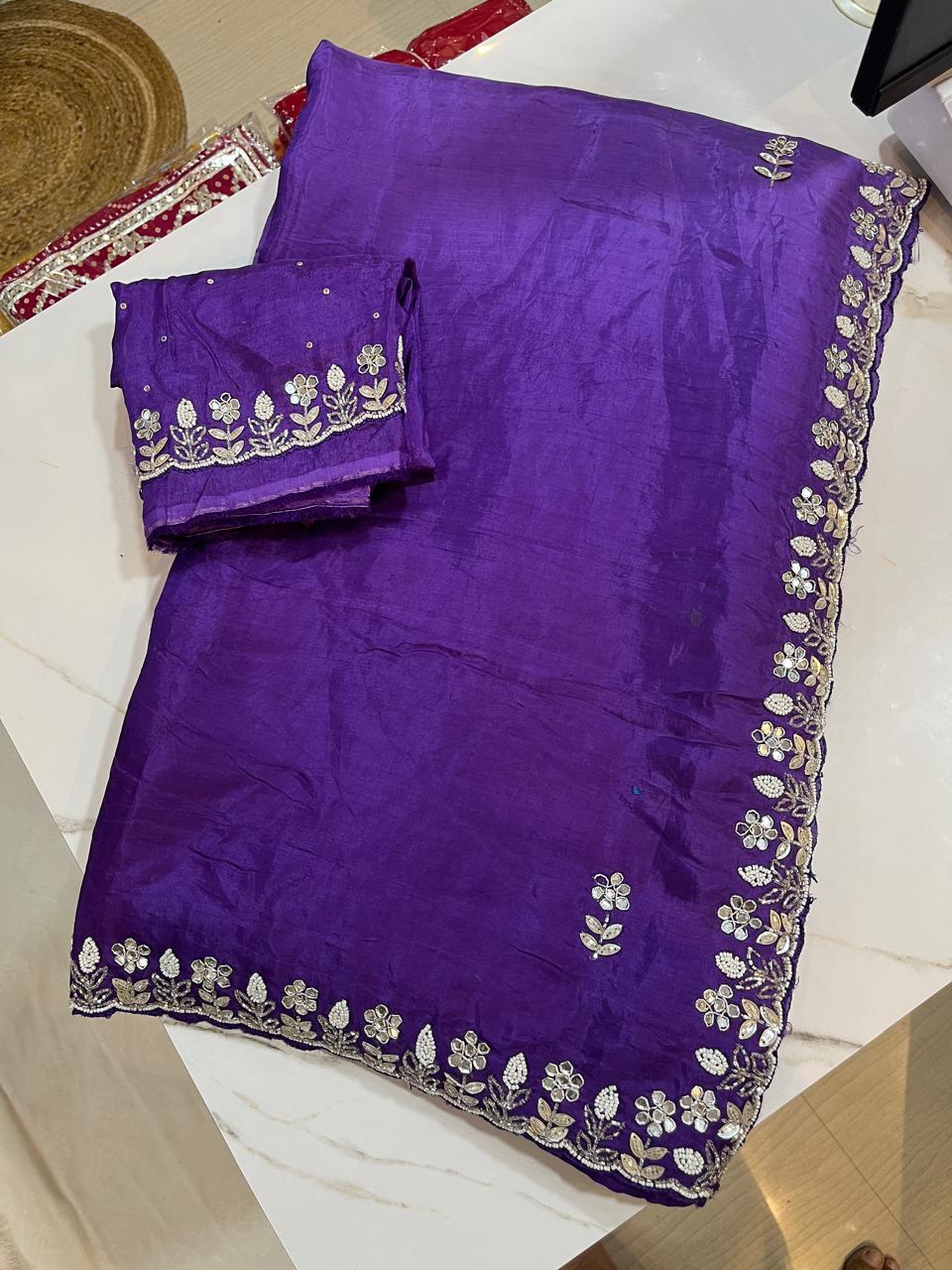 Latest Pure Upada Silk Saree With Handwork