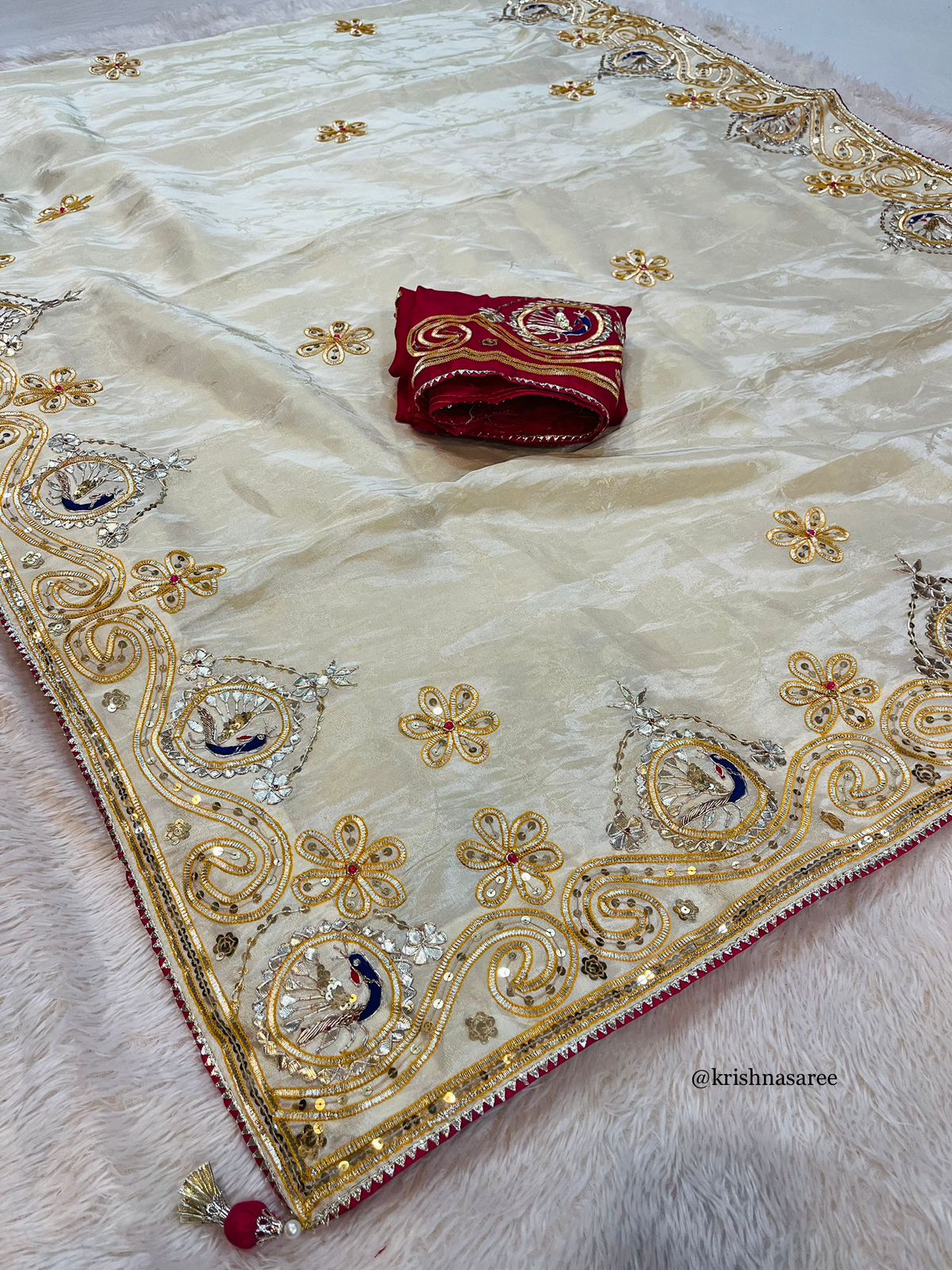 Designer coasmos Saree With Gottappatti X Handwork