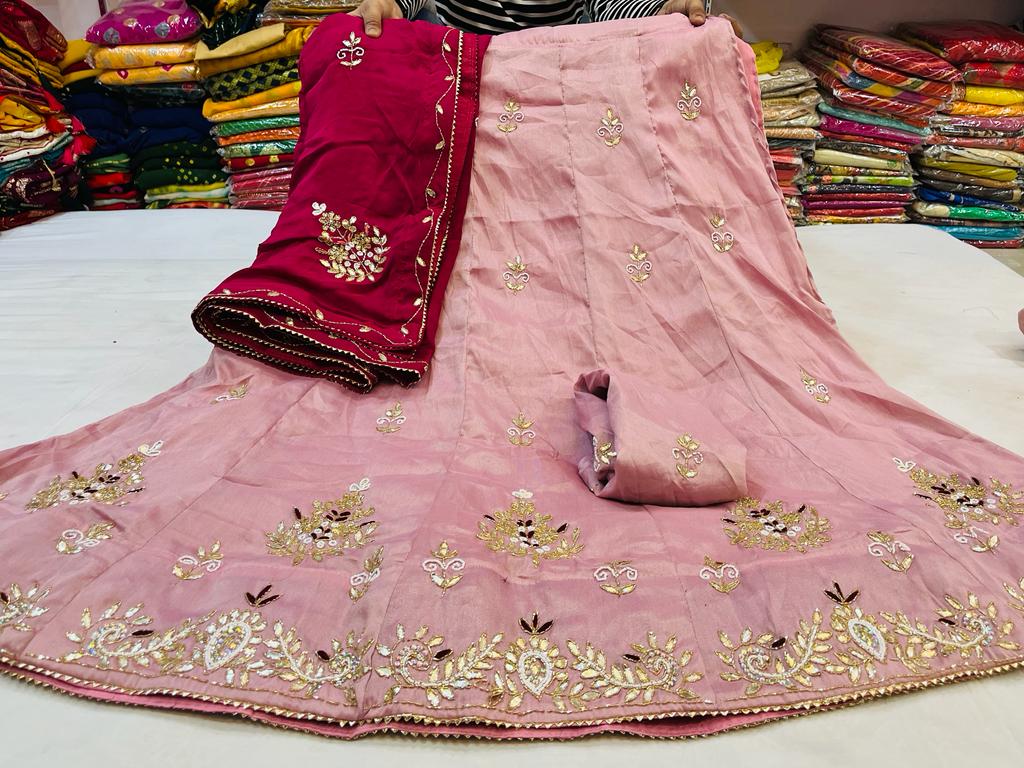Cosmos Lahanga Design X Handwork X Pure Organza Dupatta