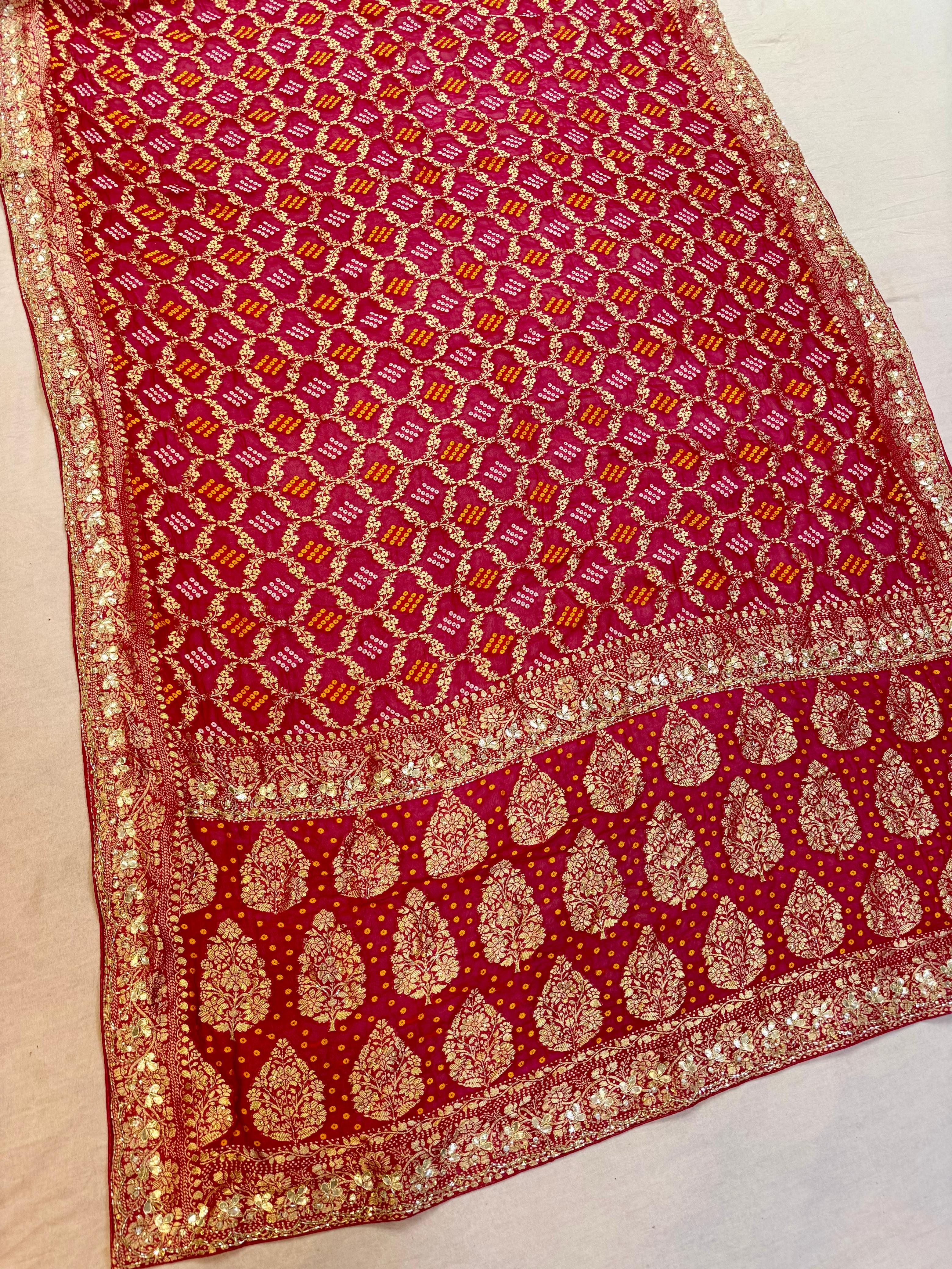 Designer Pure Georgatte Dupatta With Handwork