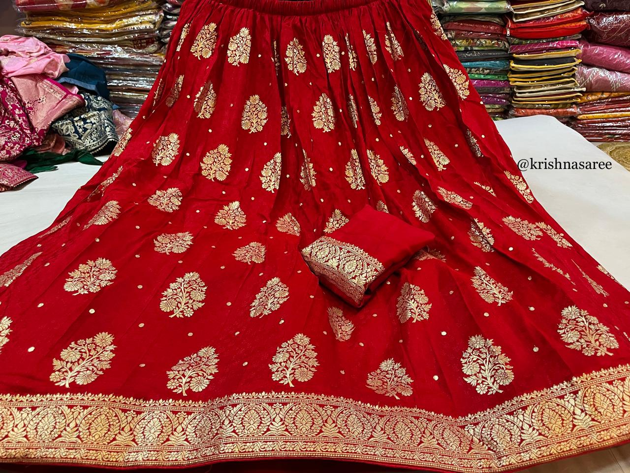 Designer Fancy Chinon Lehenga With Weaving work