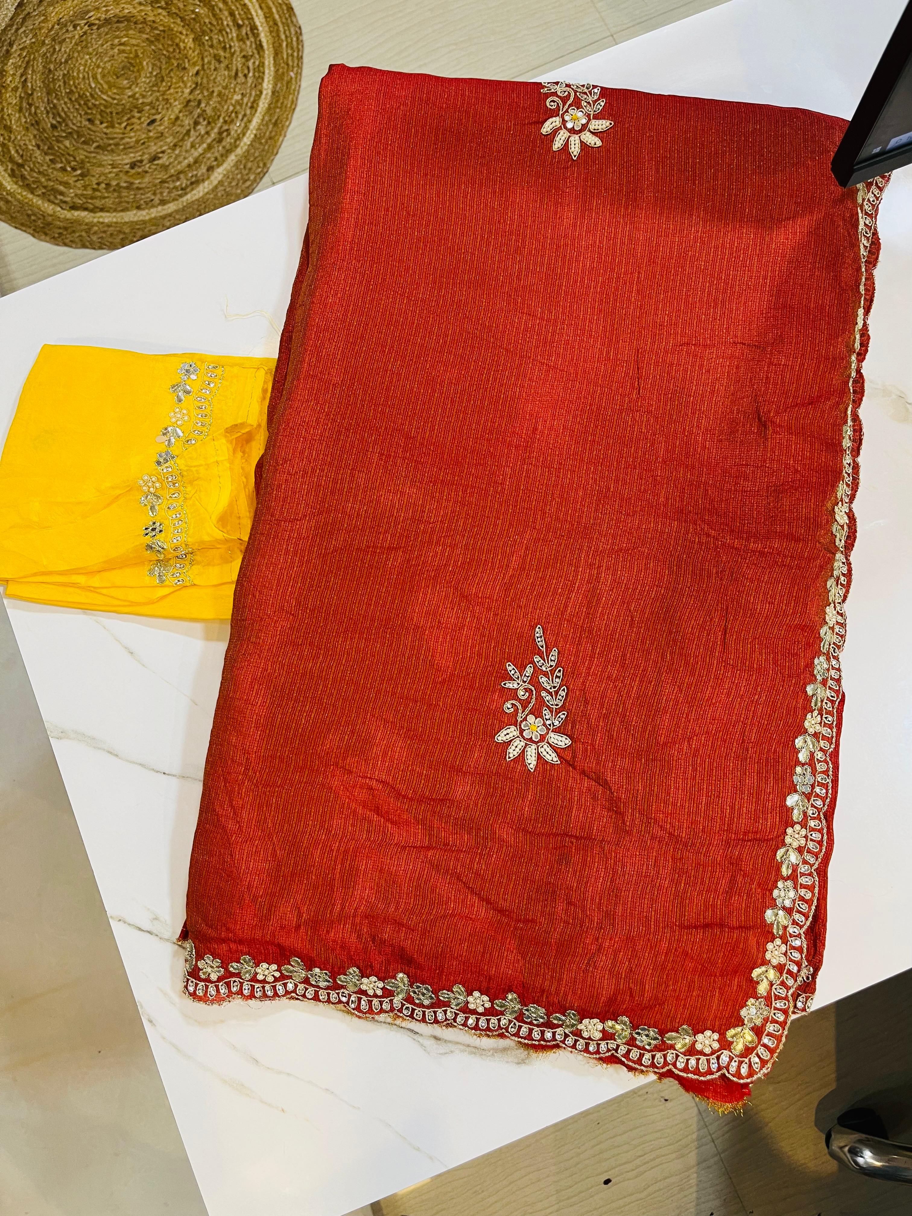 Latest Tissue Saree With Handwork