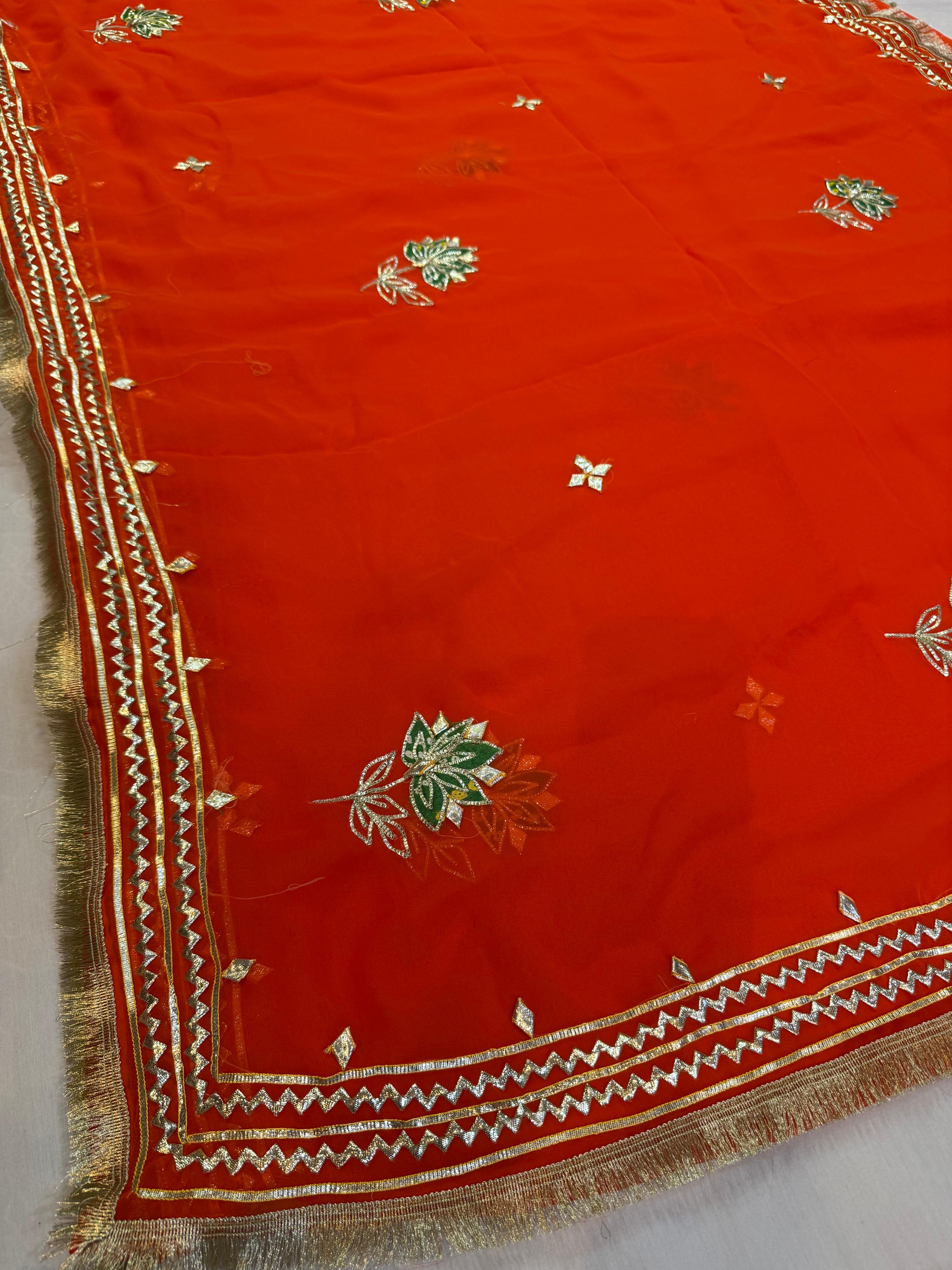 Beautiful Royal Georgatte Saree With Gottapatti Work
