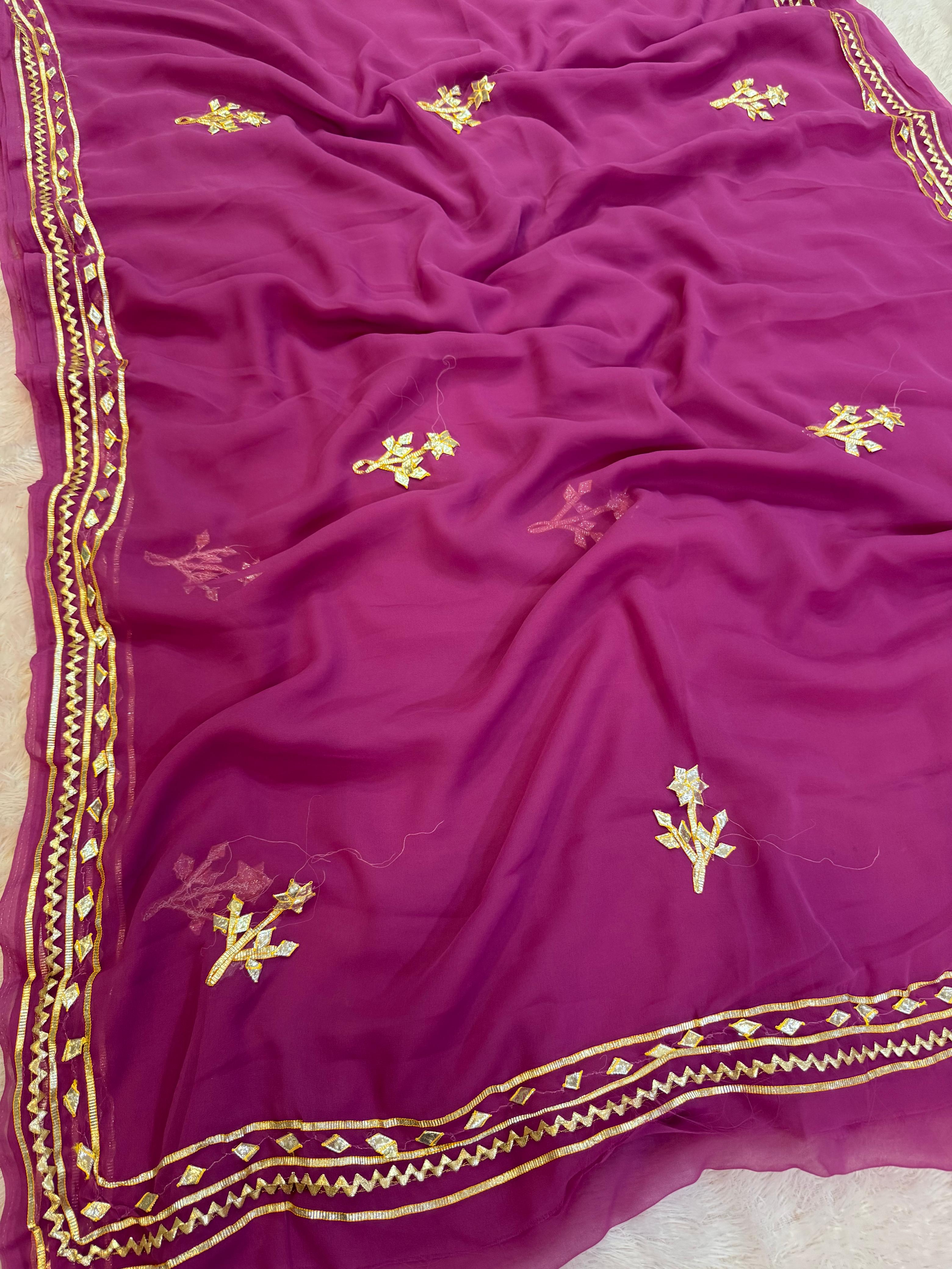 Traditional Royal Georgette Saree With Gottapatti Work