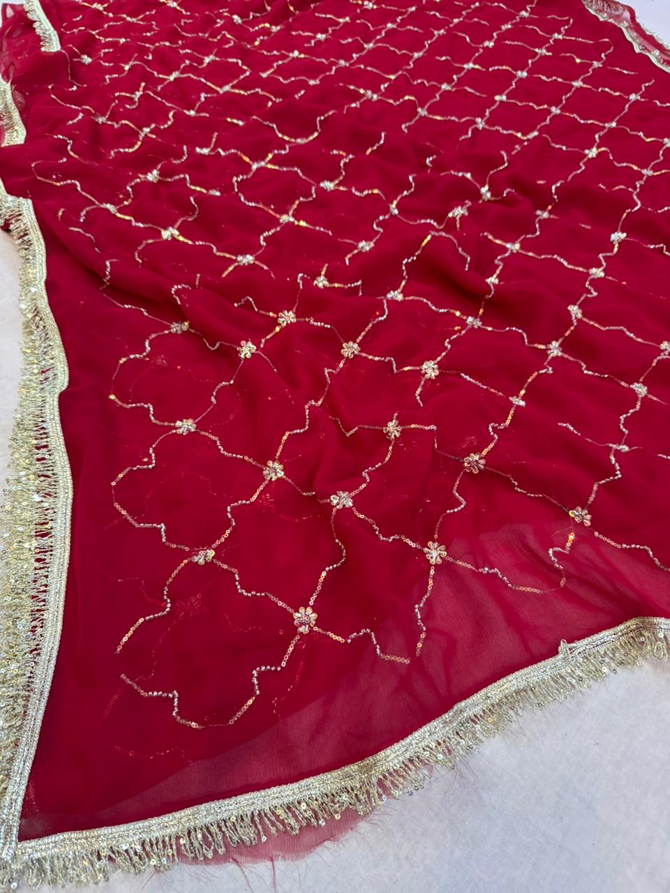 Beautiful Wari Chiffon Saree With Handwork