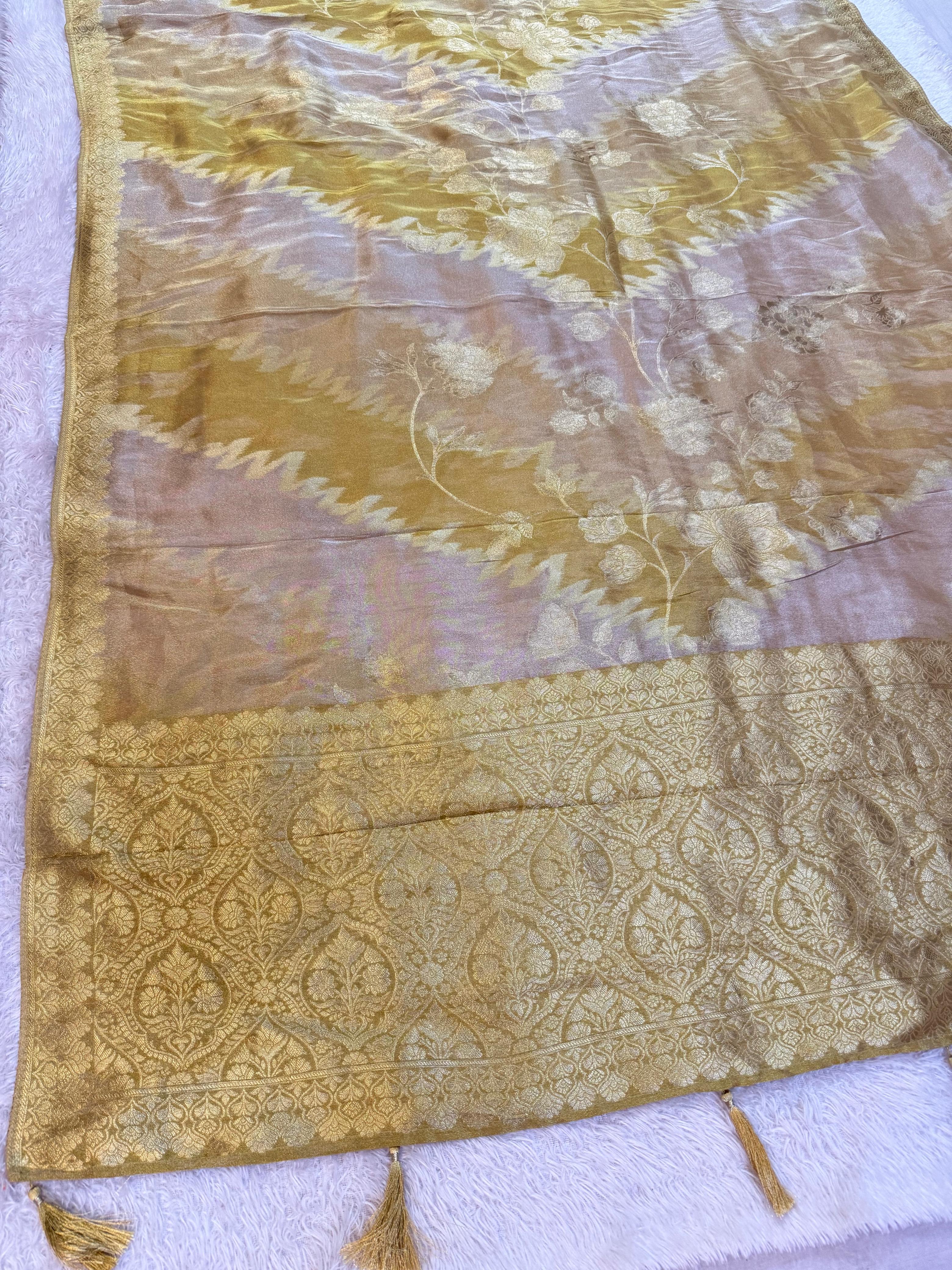 Designer H.O X Tissue Saree With Weaving Work