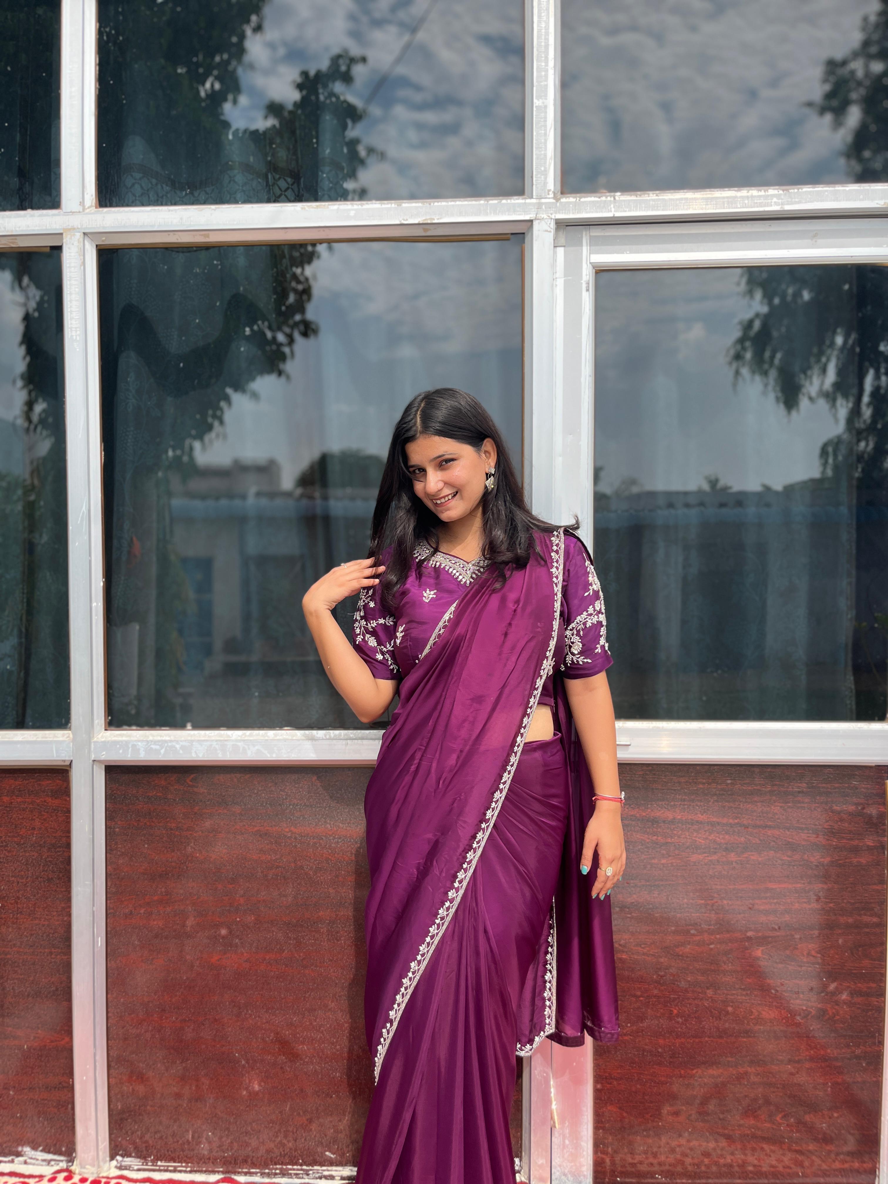 Premium Designer Saree With Readymade Blouse and Jacket