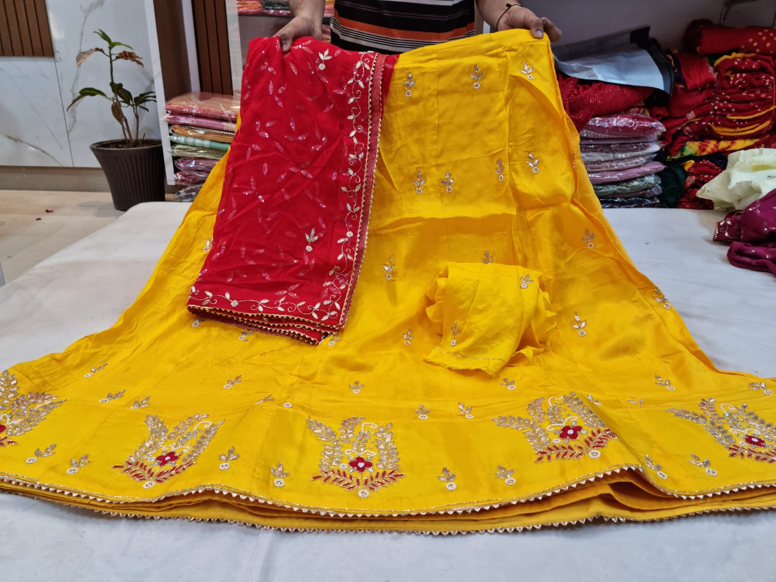 Pure Upada Silk Lahanga With Pure Organza Sequence Work Dupatta