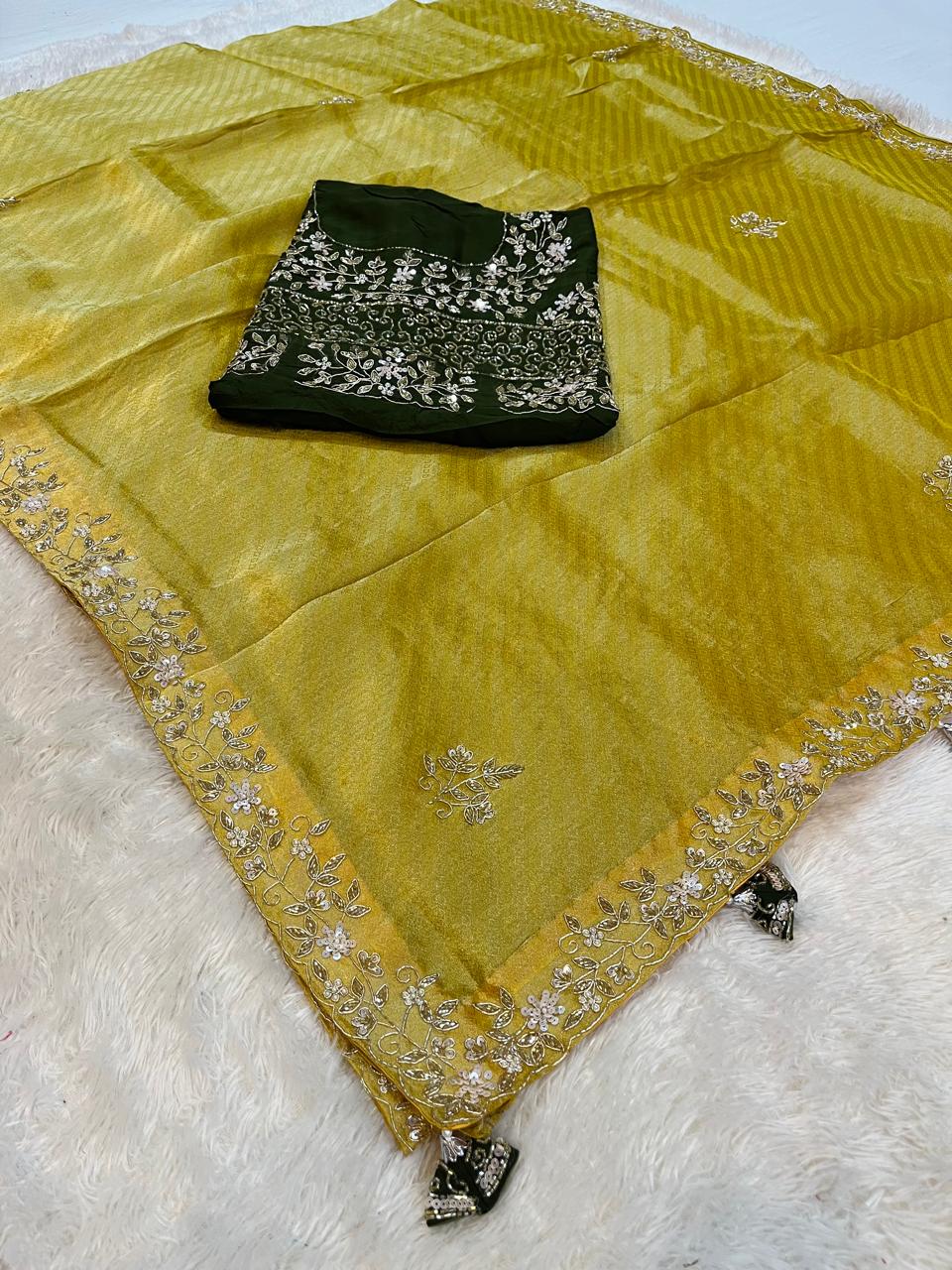 Luxury Tissue Saree With Handwork