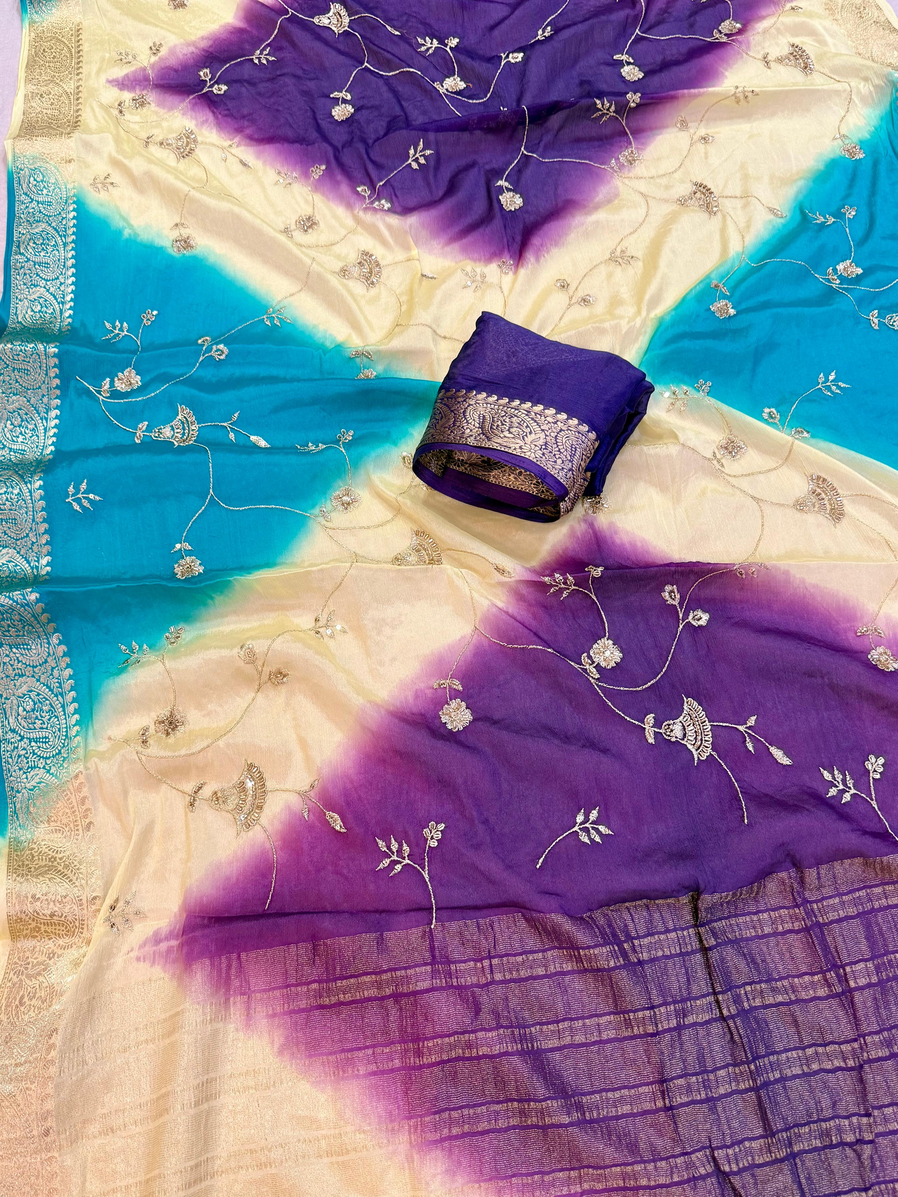 Designer Multi Dye Saree With Sequence Work