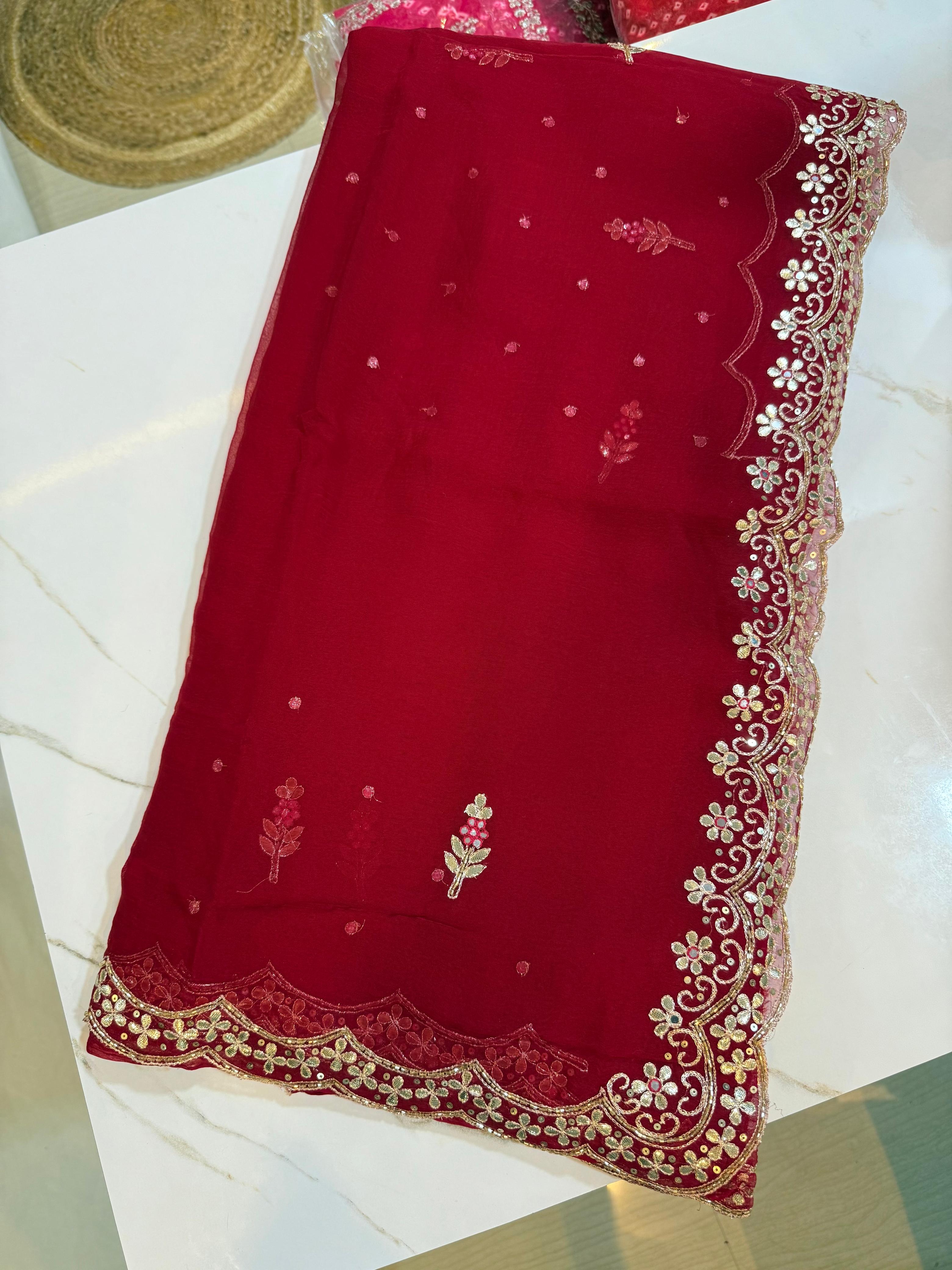 Premium Handwork Pure Chiffon Saree