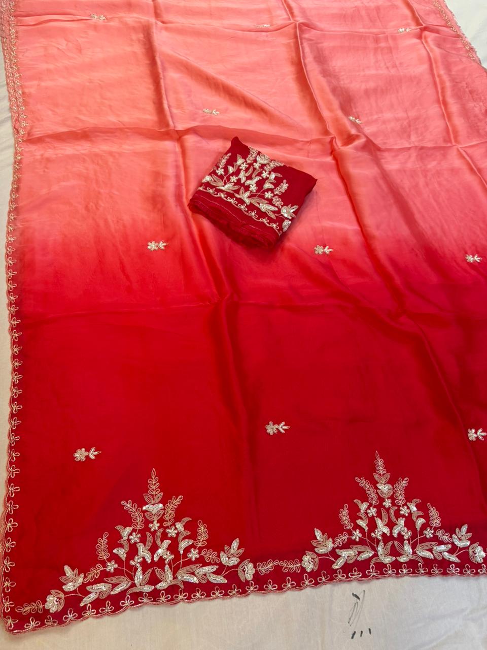 Luxury Pure H O Silk Saree With Handwork