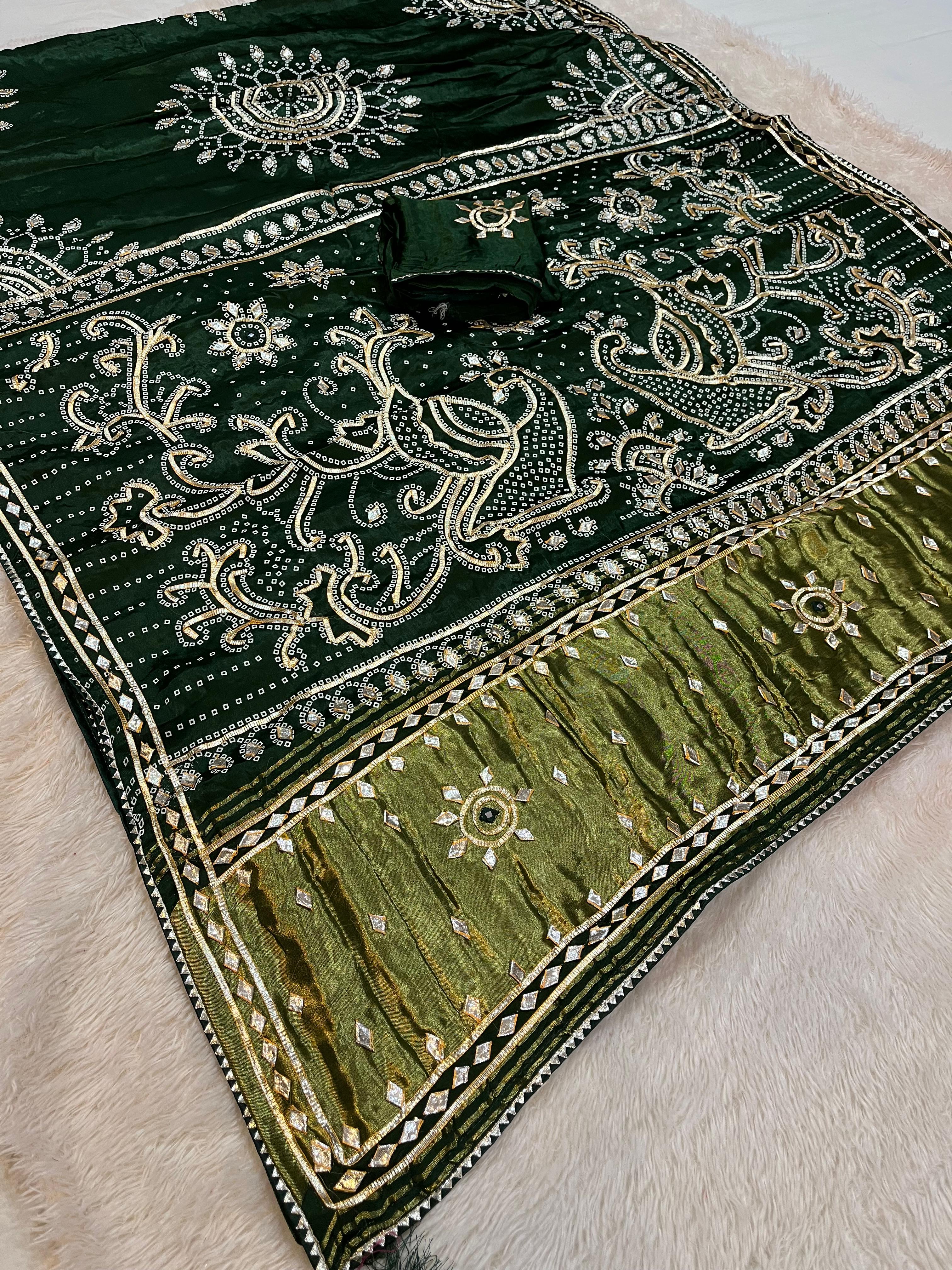 Traditional Gajji Silk Saree With Gottapatti Work