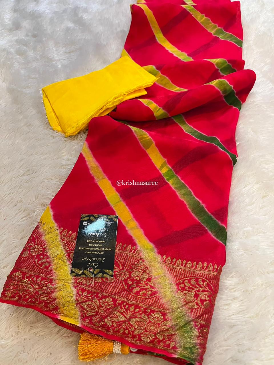 Beautiful Pure H.O. Silk Hand Lahriya Saree